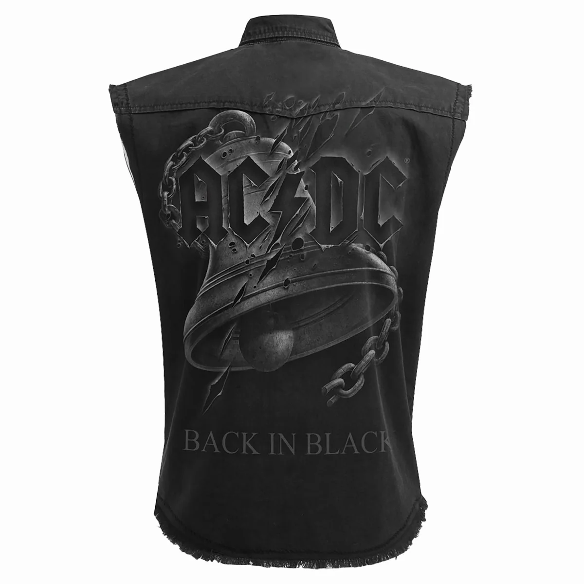 AC/DC - BACK IN BLACK TORN - Sleeveless Stone Washed Worker Black - Image 2