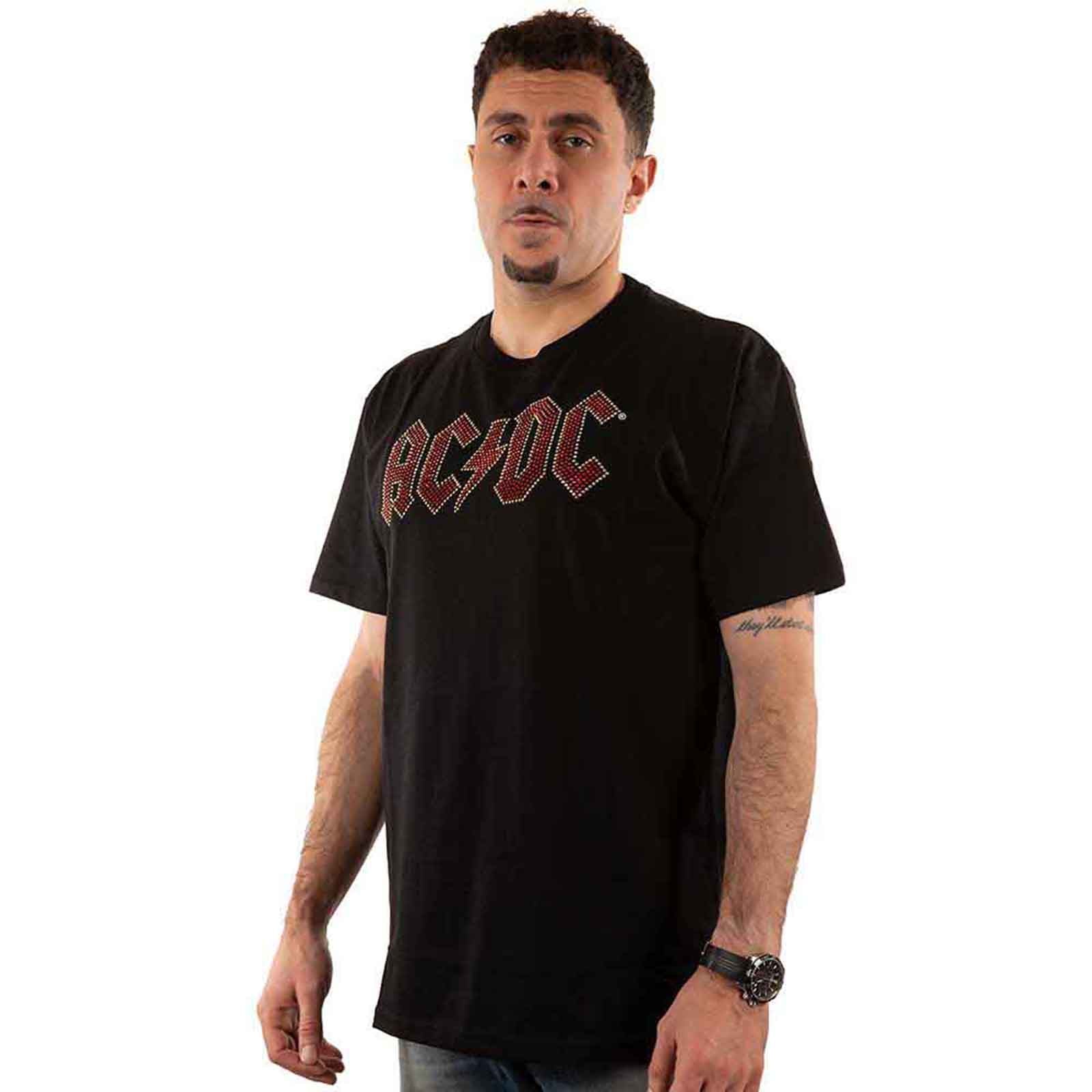 AC/DC - FULL COLOUR LOGO - T-Shirt Black (Embellished) - Image 3
