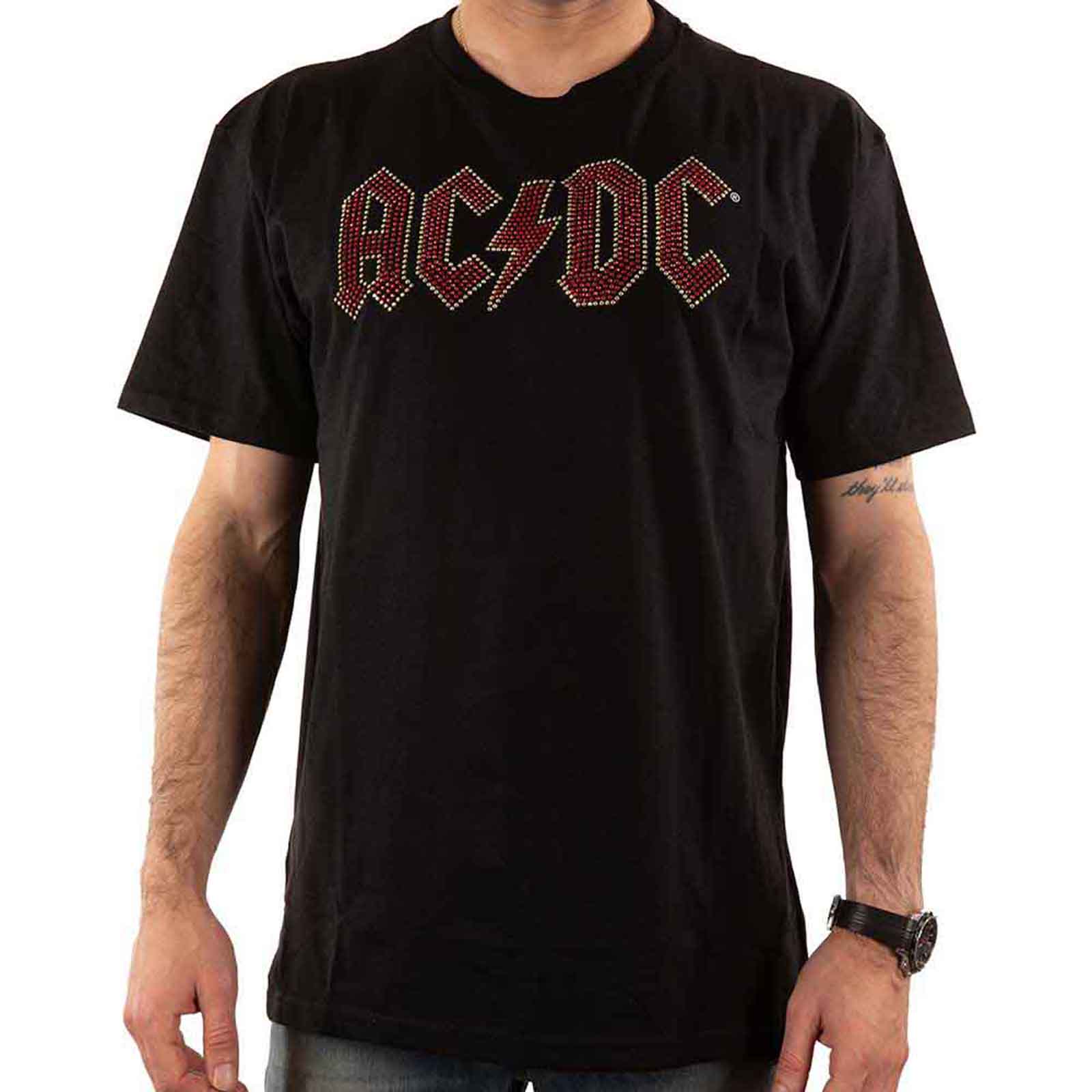 AC/DC - FULL COLOUR LOGO - T-Shirt Black (Embellished) - Image 6