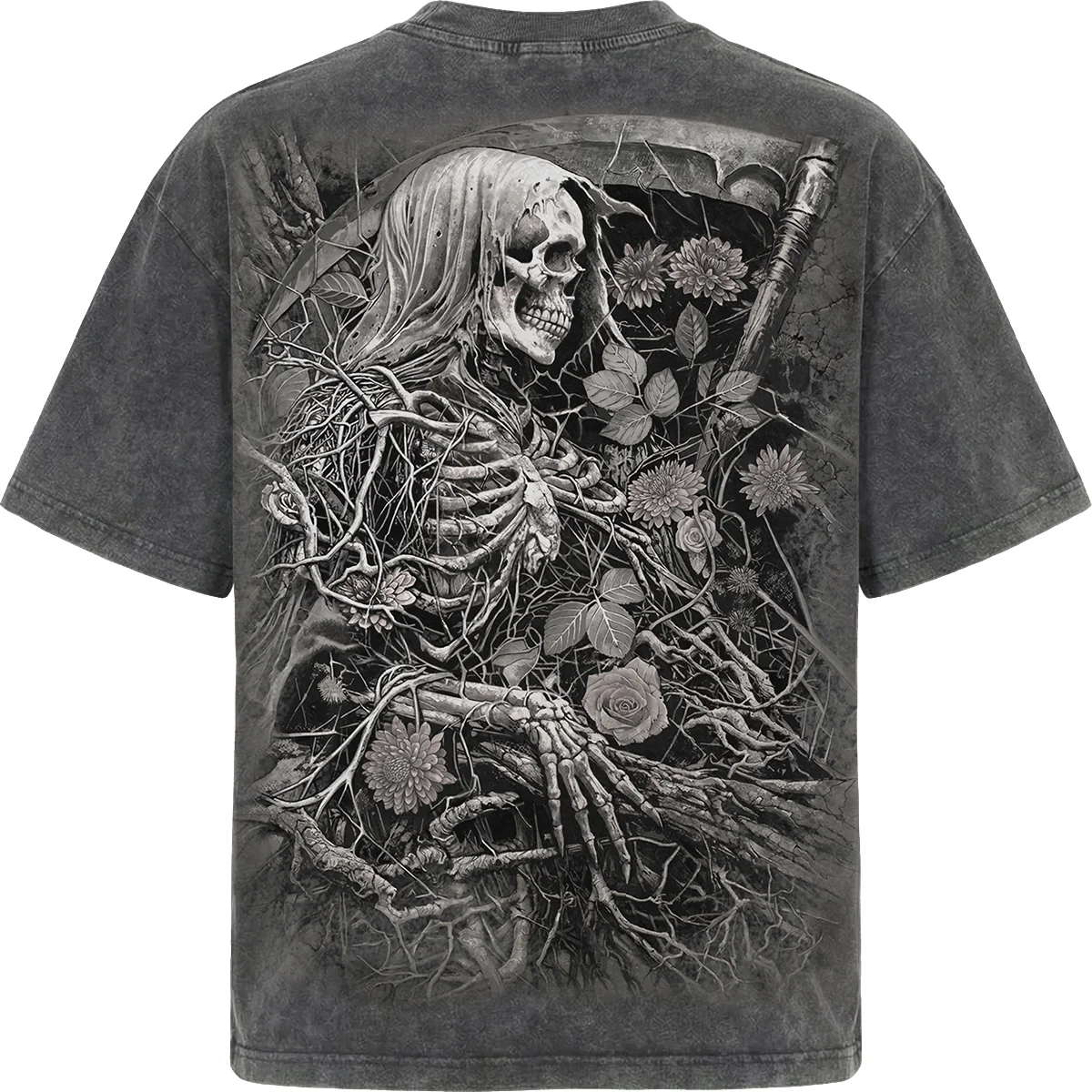 ACID REAPER - Oversized Box T-Shirt Acid Wash Charcoal - Image 2