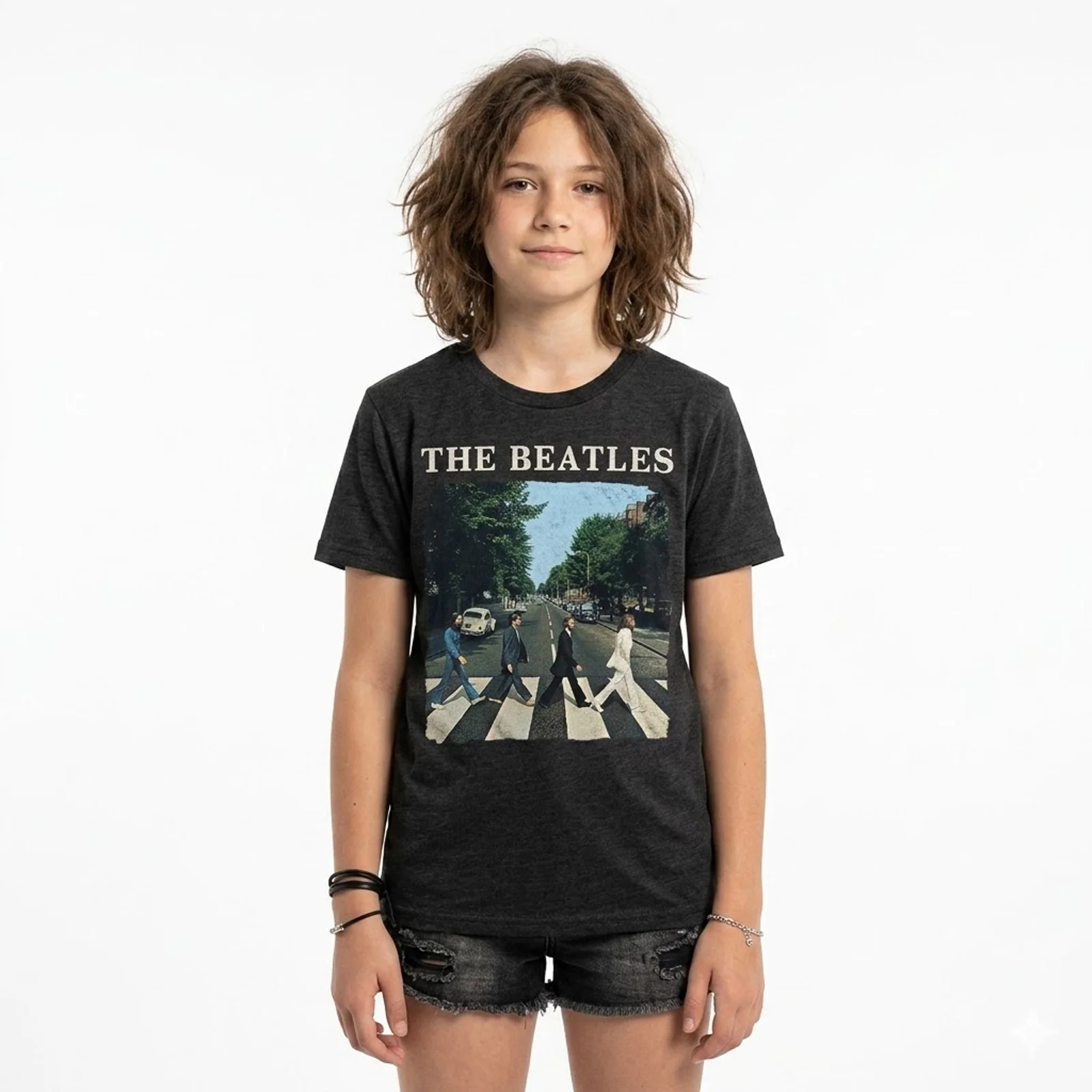 THE BEATLES - ABBEY ROAD & LOGO - Kids T-Shirt Black - Image 2