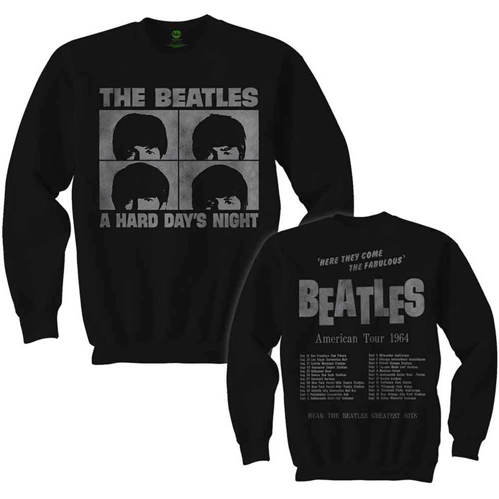 THE BEATLES - HARD DAYS NIGHT - Long Sleeve T-Shirt Black (Back Print)