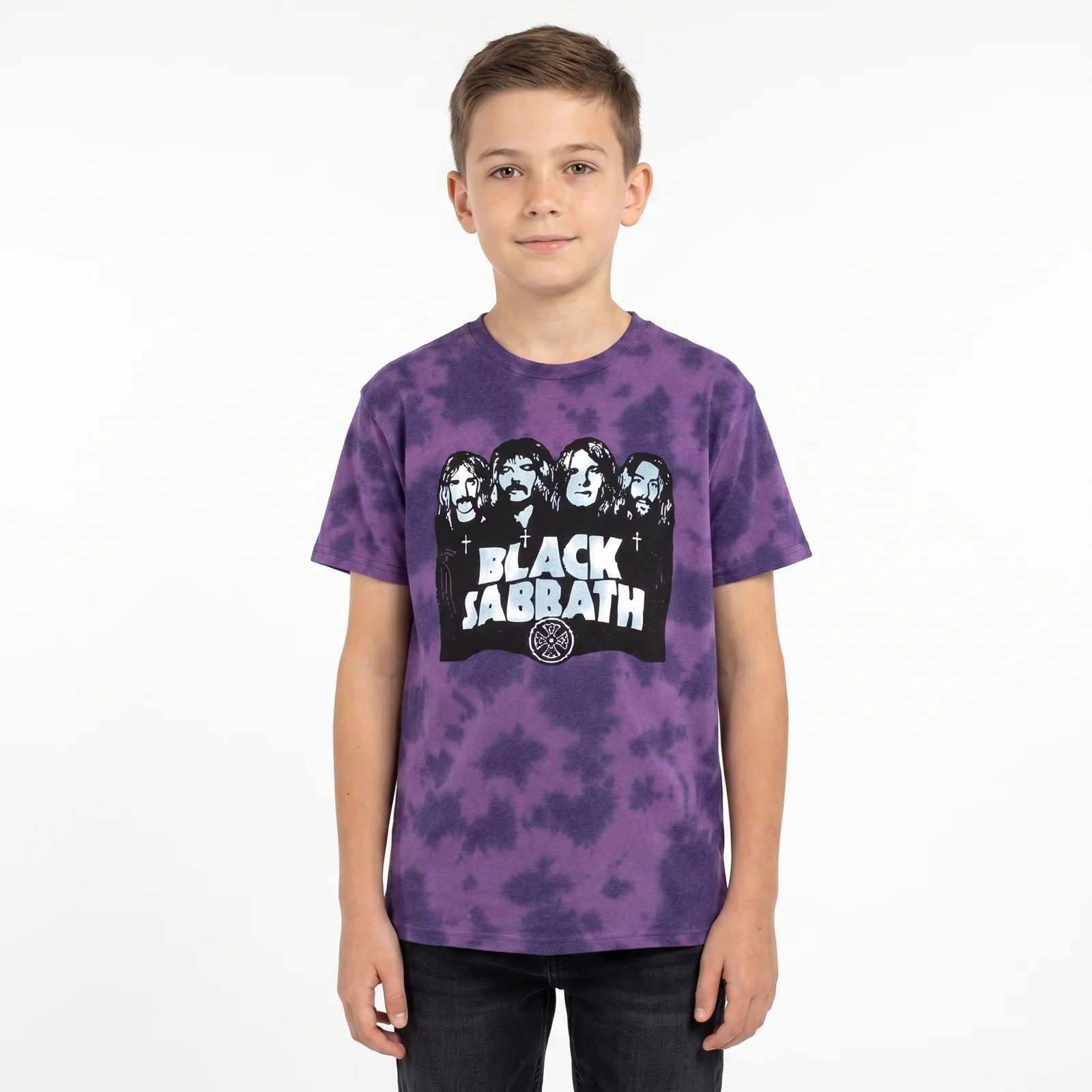 BLACK SABBATH - BAND & LOGO - Kids T-Shirt Purple (Wash Collection) - Image 2