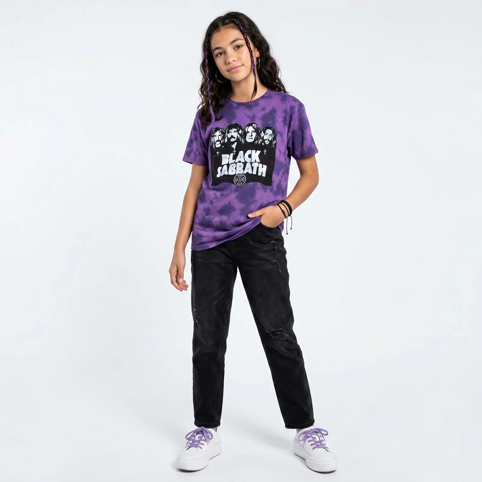 BLACK SABBATH - BAND & LOGO - Kids T-Shirt Purple (Wash Collection) - Image 3
