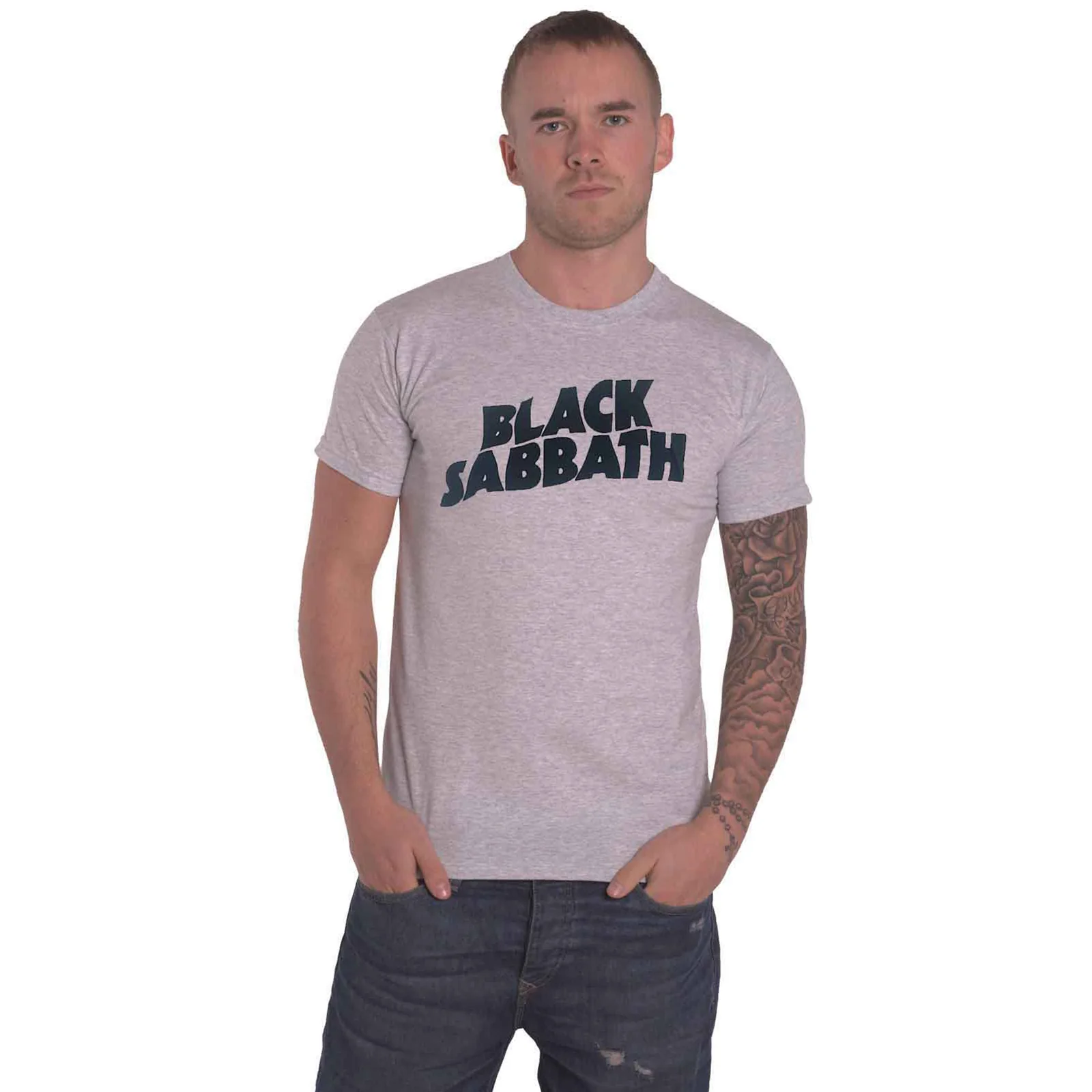 BLACK SABBATH - BLACK WAVY LOGO - T-Shirt Grey - Image 2