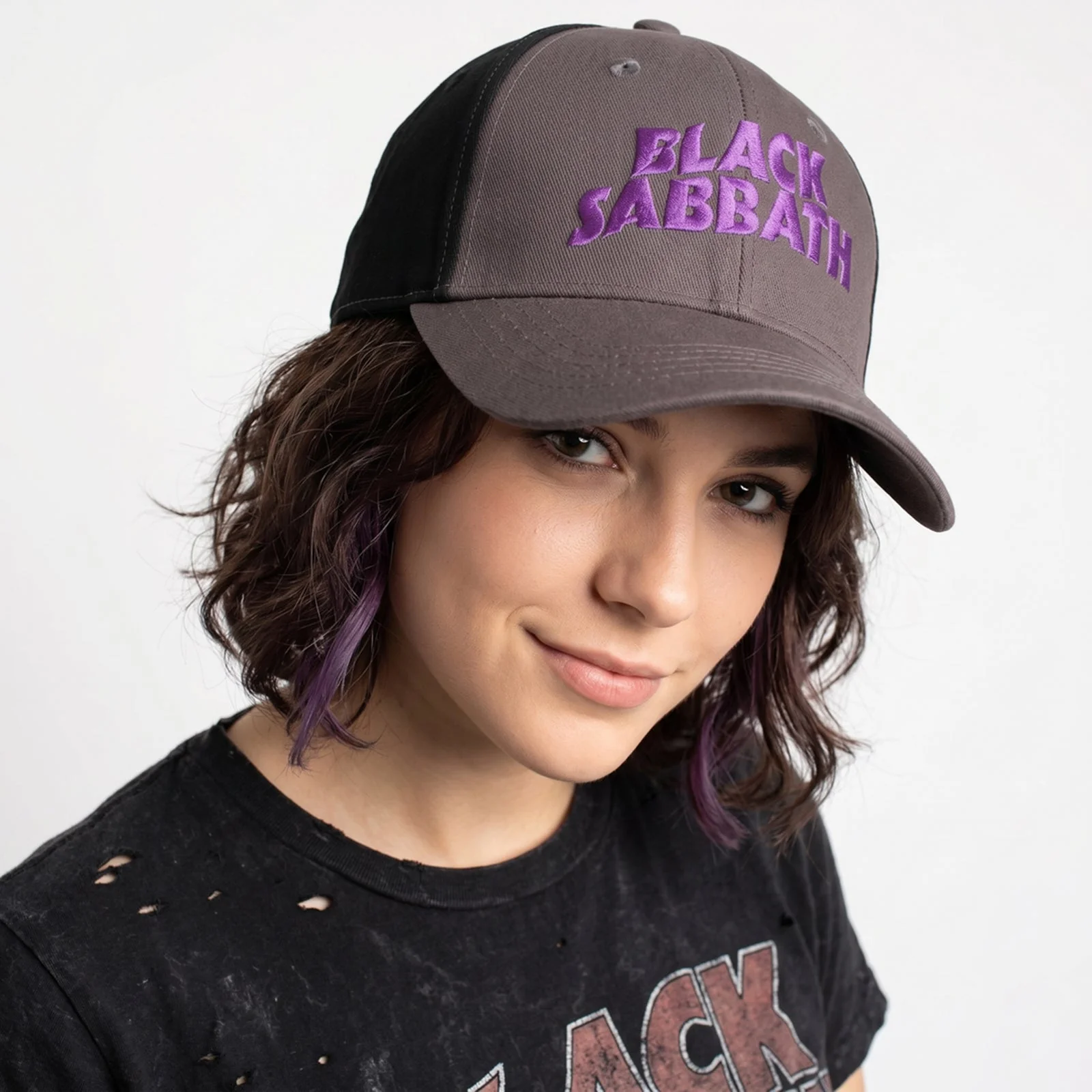 BLACK SABBATH - WAVY LOGO - Baseball Cap Black, Grey (2-Tone) - Image 4