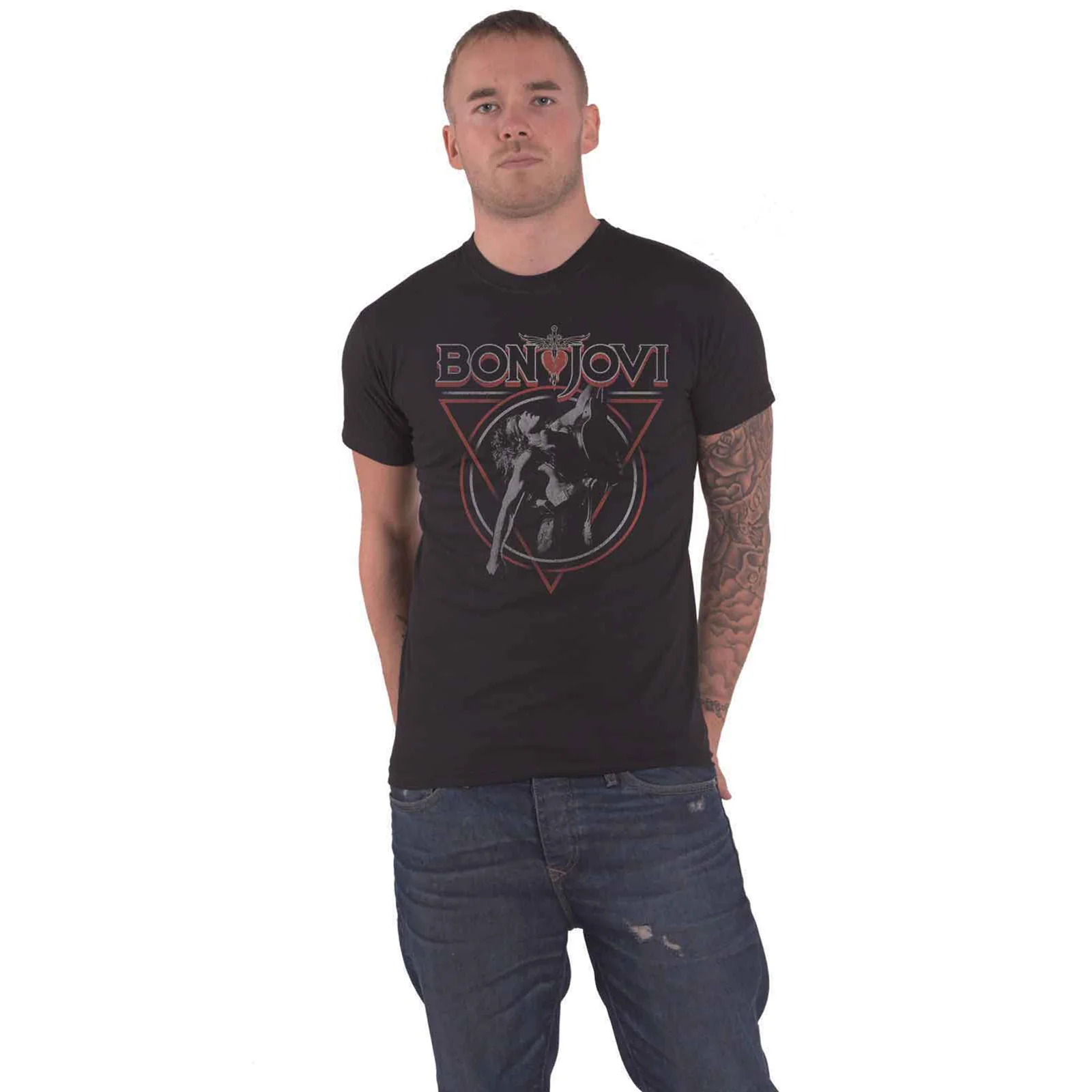 BON JOVI - TRIANGLE OVERLAP - T-Shirt Black - Image 2