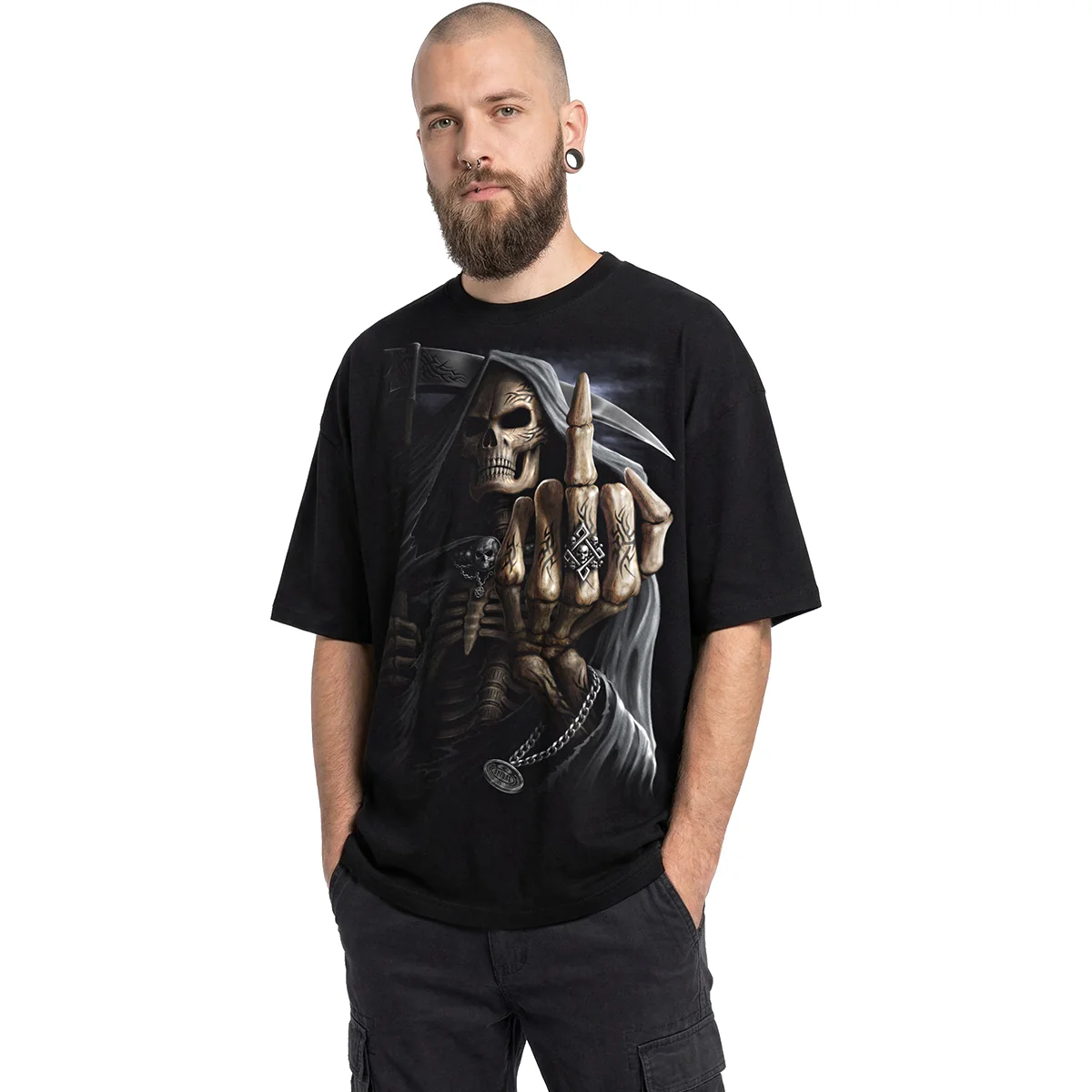 BONE FINGER - Oversized Box T-Shirt Black - Image 2