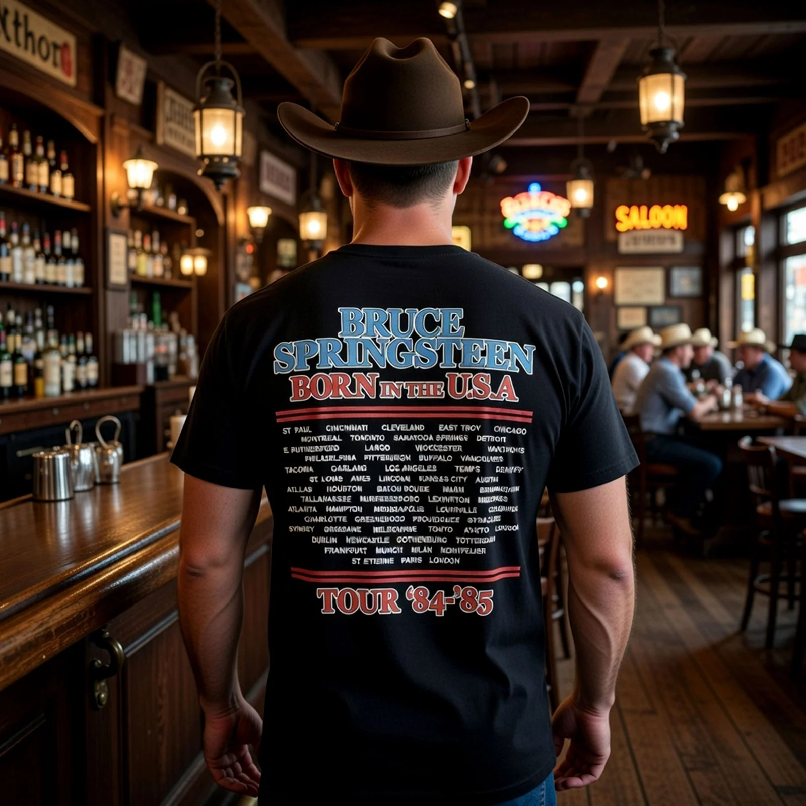 BRUCE SPRINGSTEEN - E STREET TOUR '84-'85 - Carbon T-Shirt Black (Back Print) - Image 4