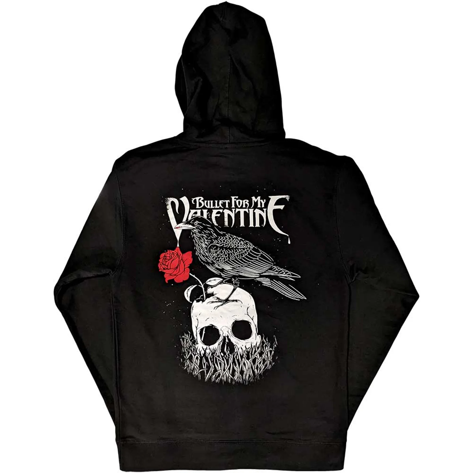 BULLET FOR MY VALENTINE - LOGO & RAVEN - Pullover Hoodie Black (Back Print) - Image 2