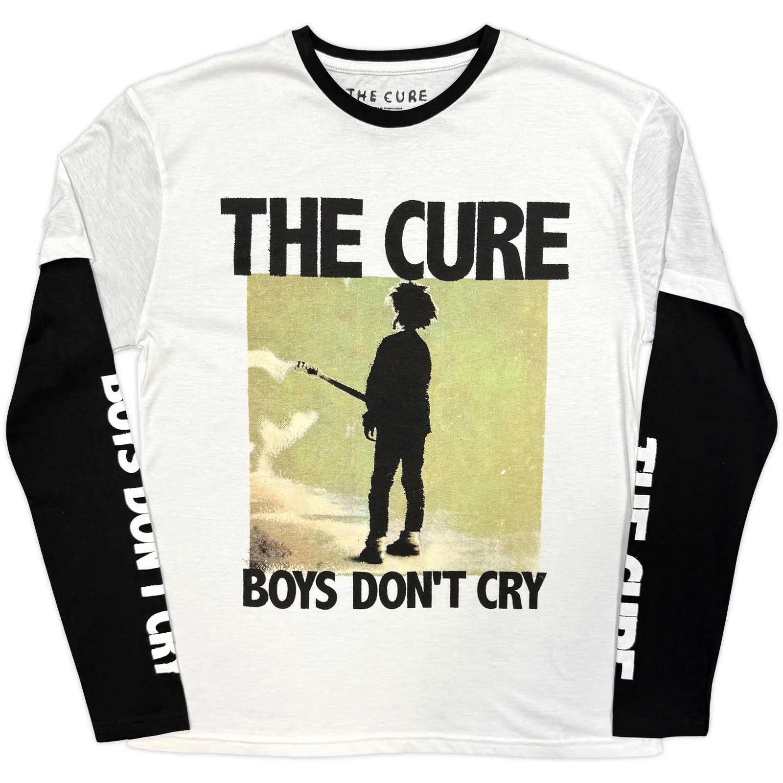 THE CURE - BOYS DON'T CRY BOX - Layered Long Sleeve T-Shirt Black, White (Sleeve Print)