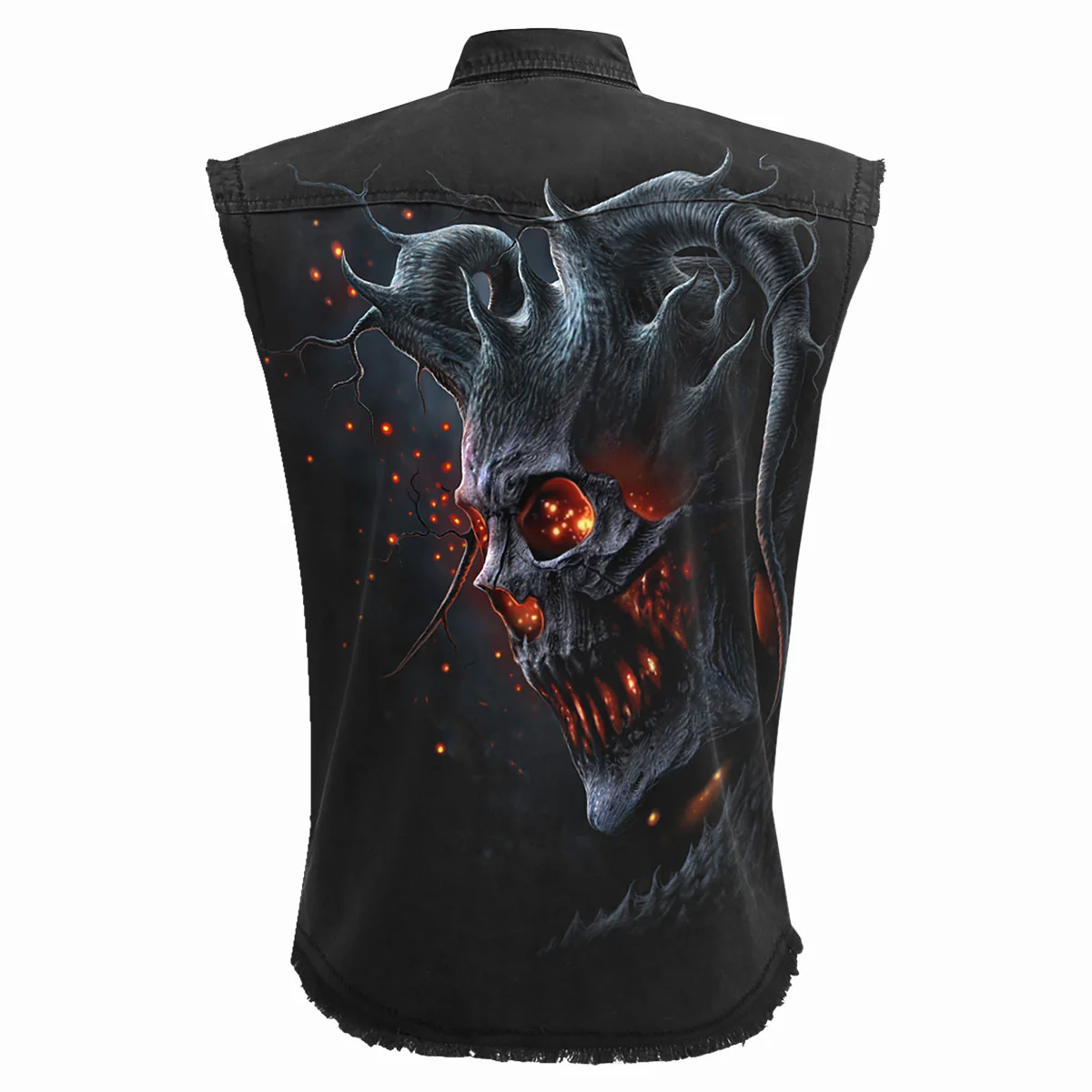 DEATH EMBERS - Sleeveless Stone Washed Worker Black - Image 2