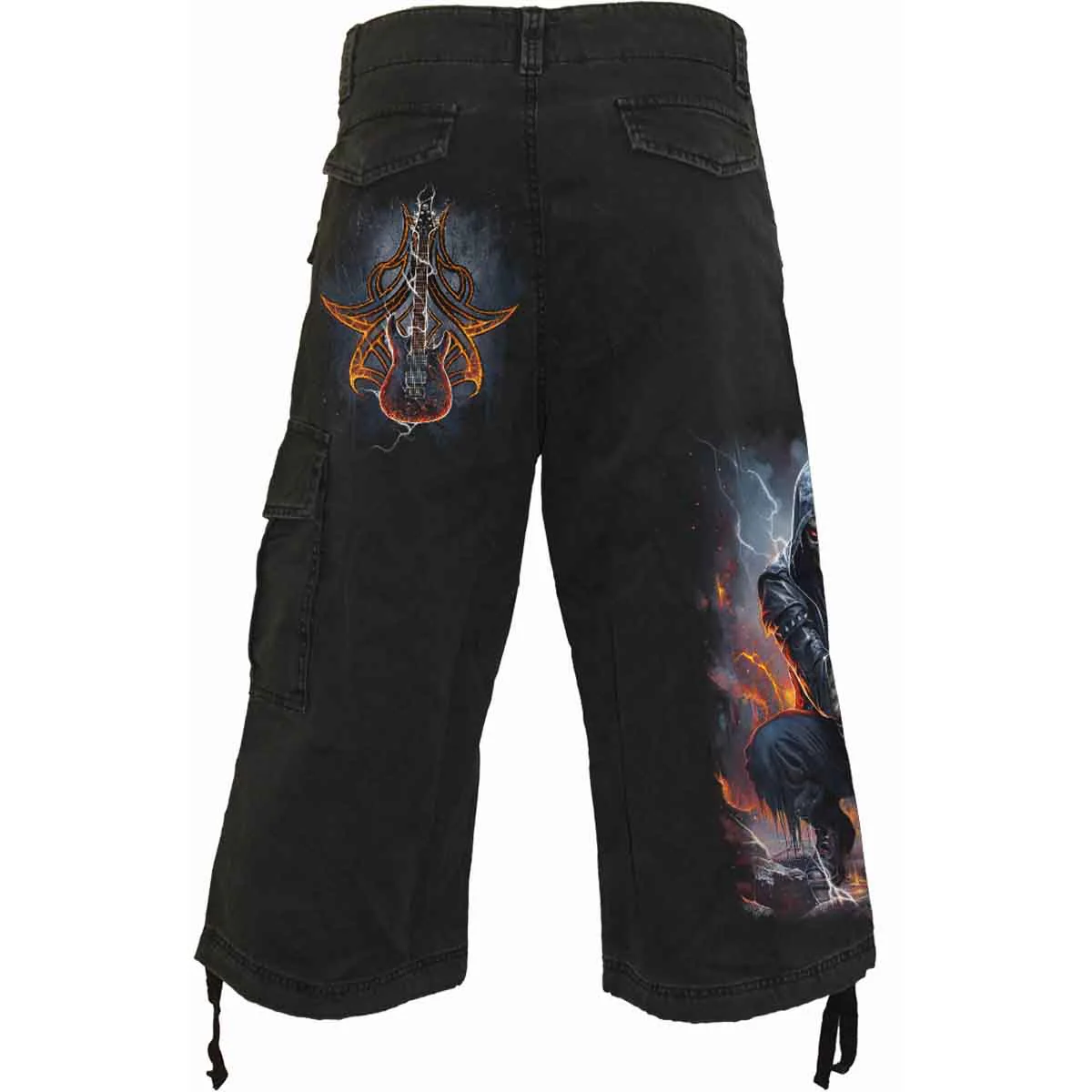 DEATH ROCKER - Vintage Cargo Shorts 3/4 Long Black - Image 2