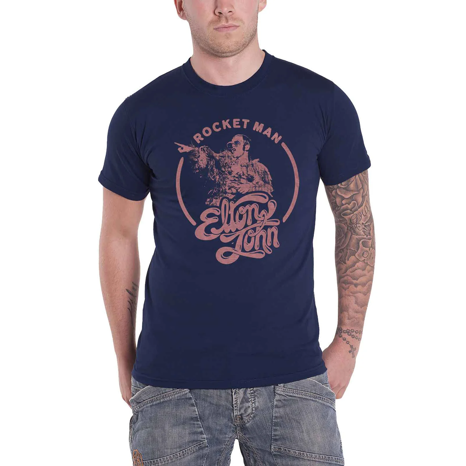ELTON JOHN - ROCKETMAN CIRCLE POINT - T-Shirt Blue - Image 2