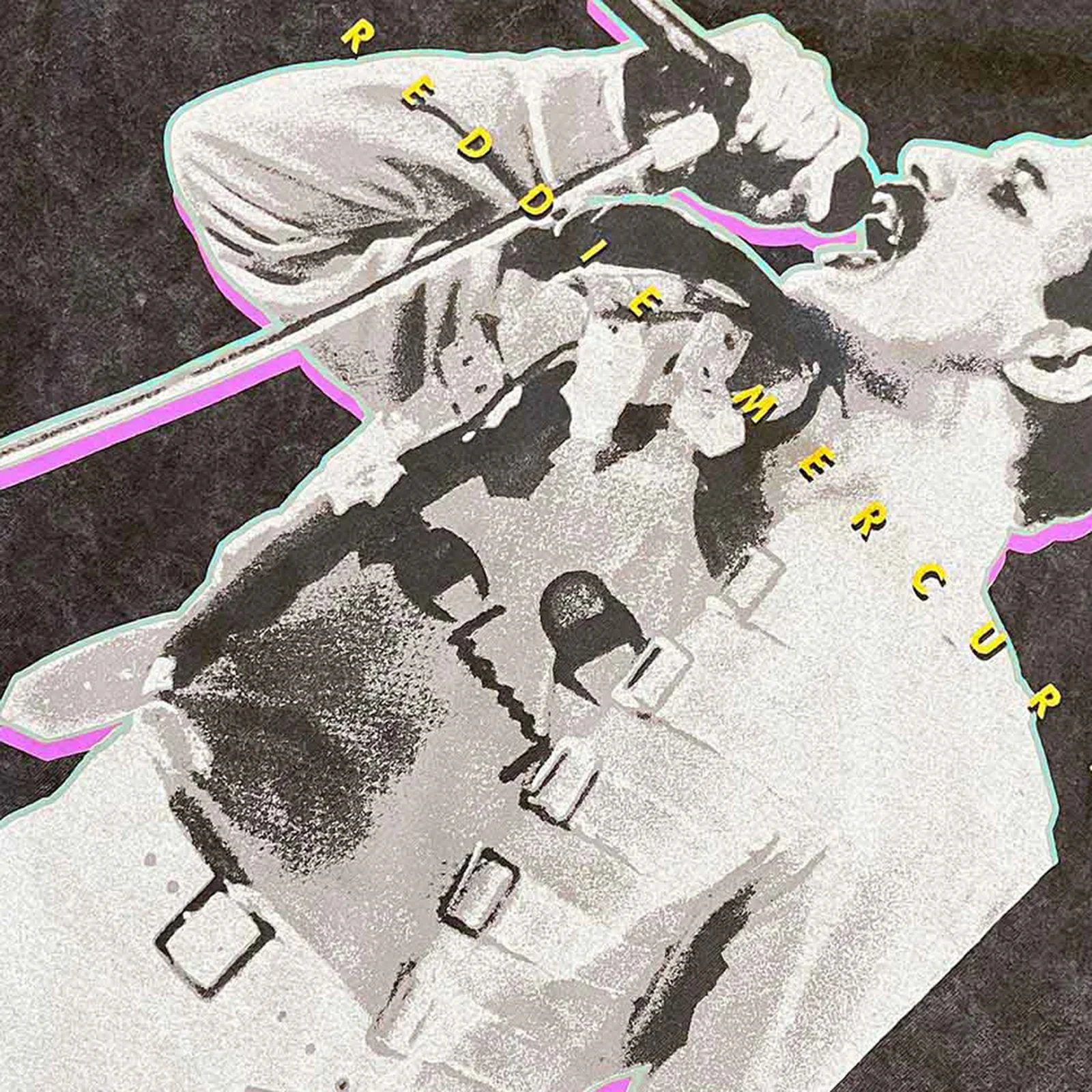 FREDDIE MERCURY - GLOW - T-Shirt Black (Wash Collection) - Image 2