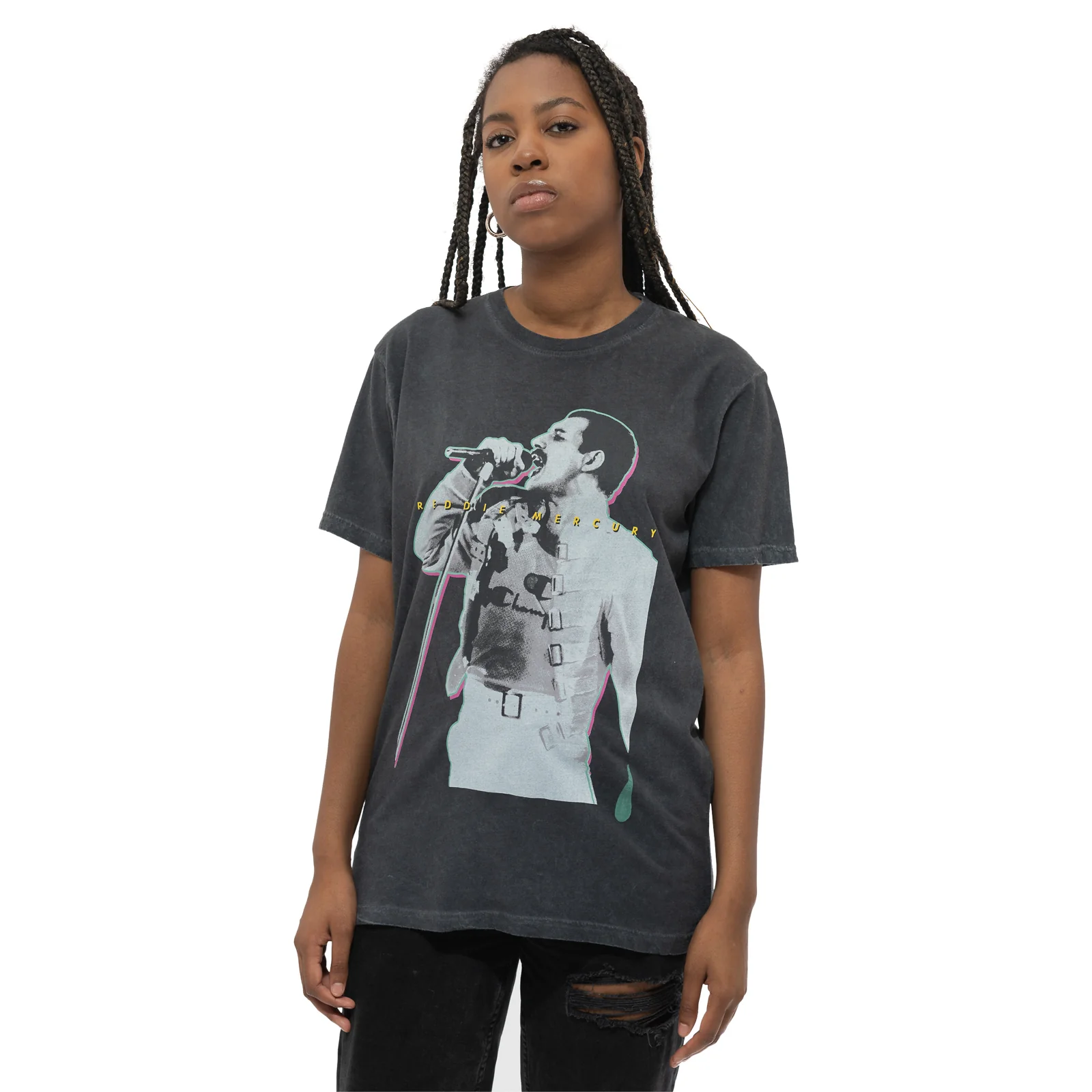 FREDDIE MERCURY - GLOW - T-Shirt Black (Wash Collection) - Image 3