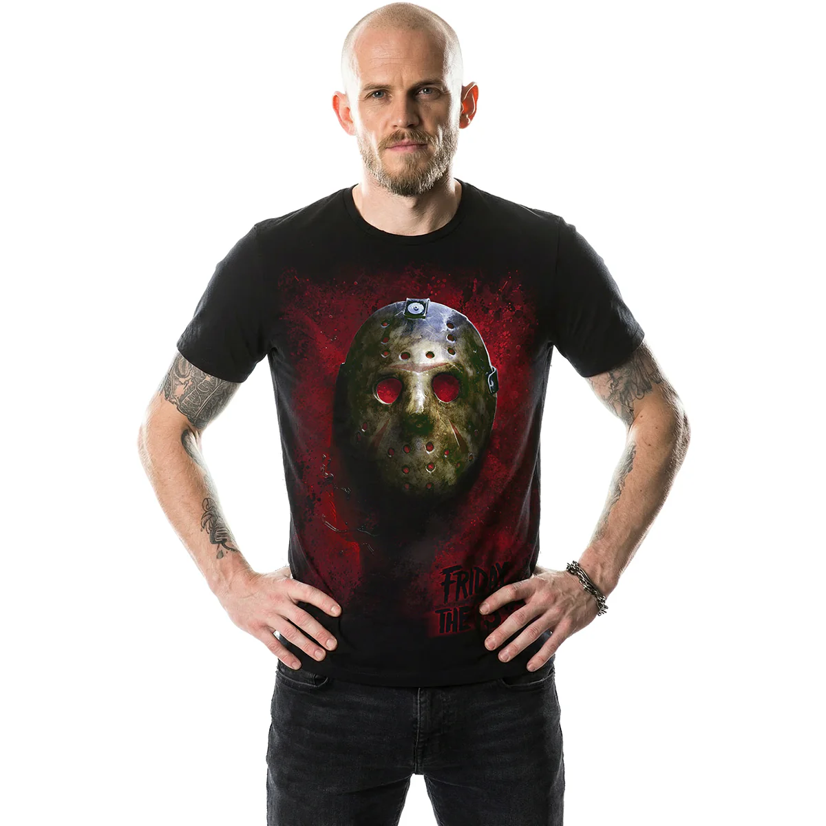FRIDAY THE 13TH - BLOOD MASK - Front Print T-Shirt Black - Image 2