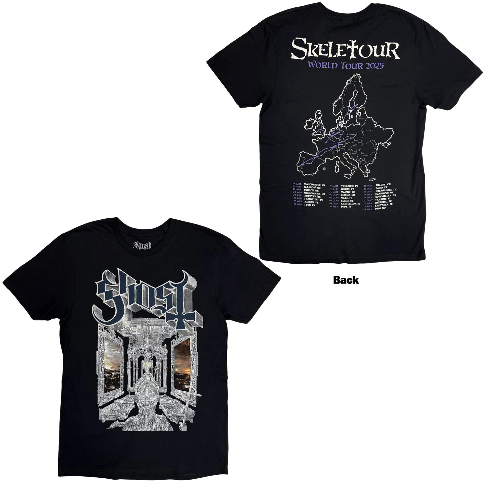 GHOST - SKELETA ALBUM COVER '25 TOUR DATES - T-Shirt Black (Back Print)