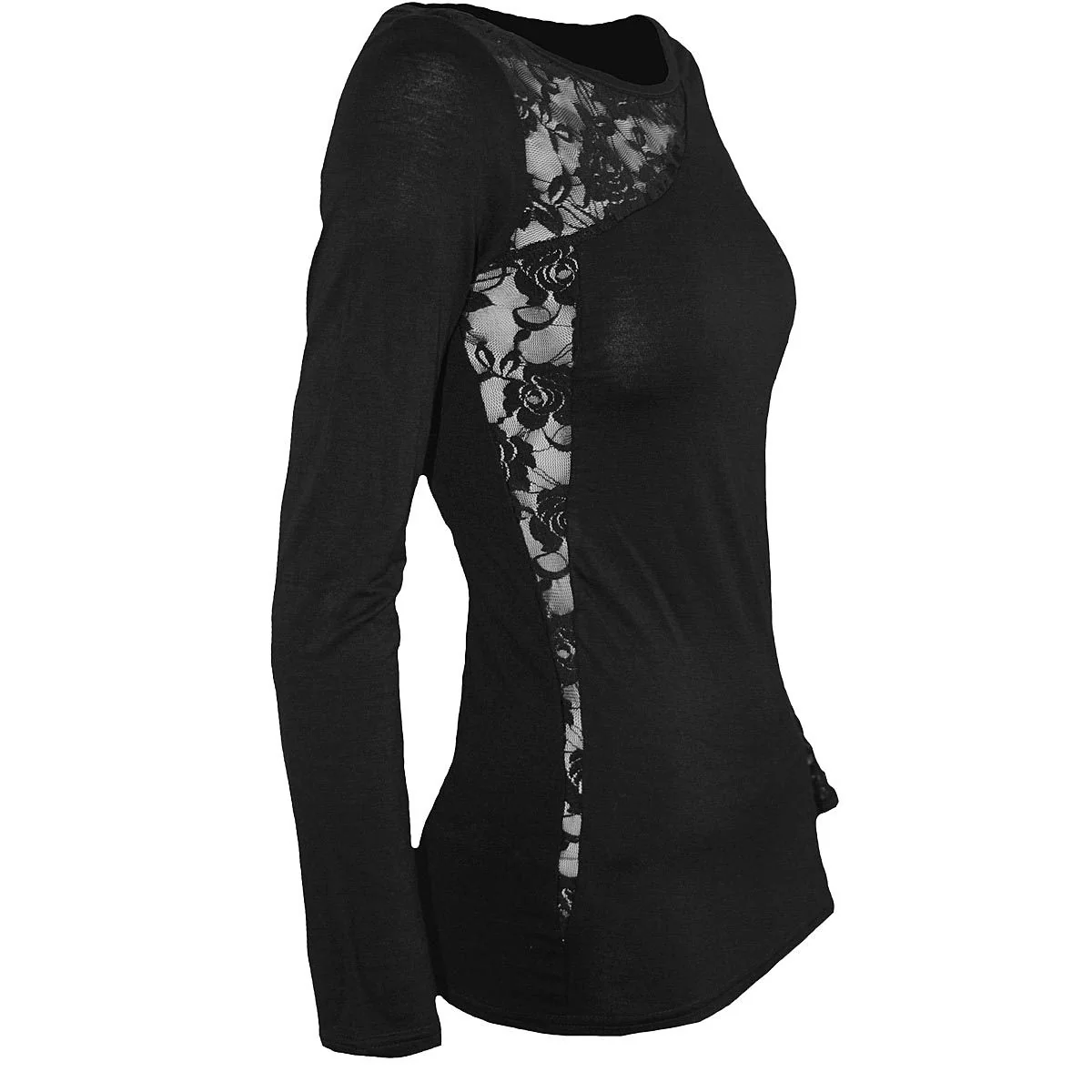 GOTHIC ELEGANCE - Lace One Shoulder Top Black - Image 2