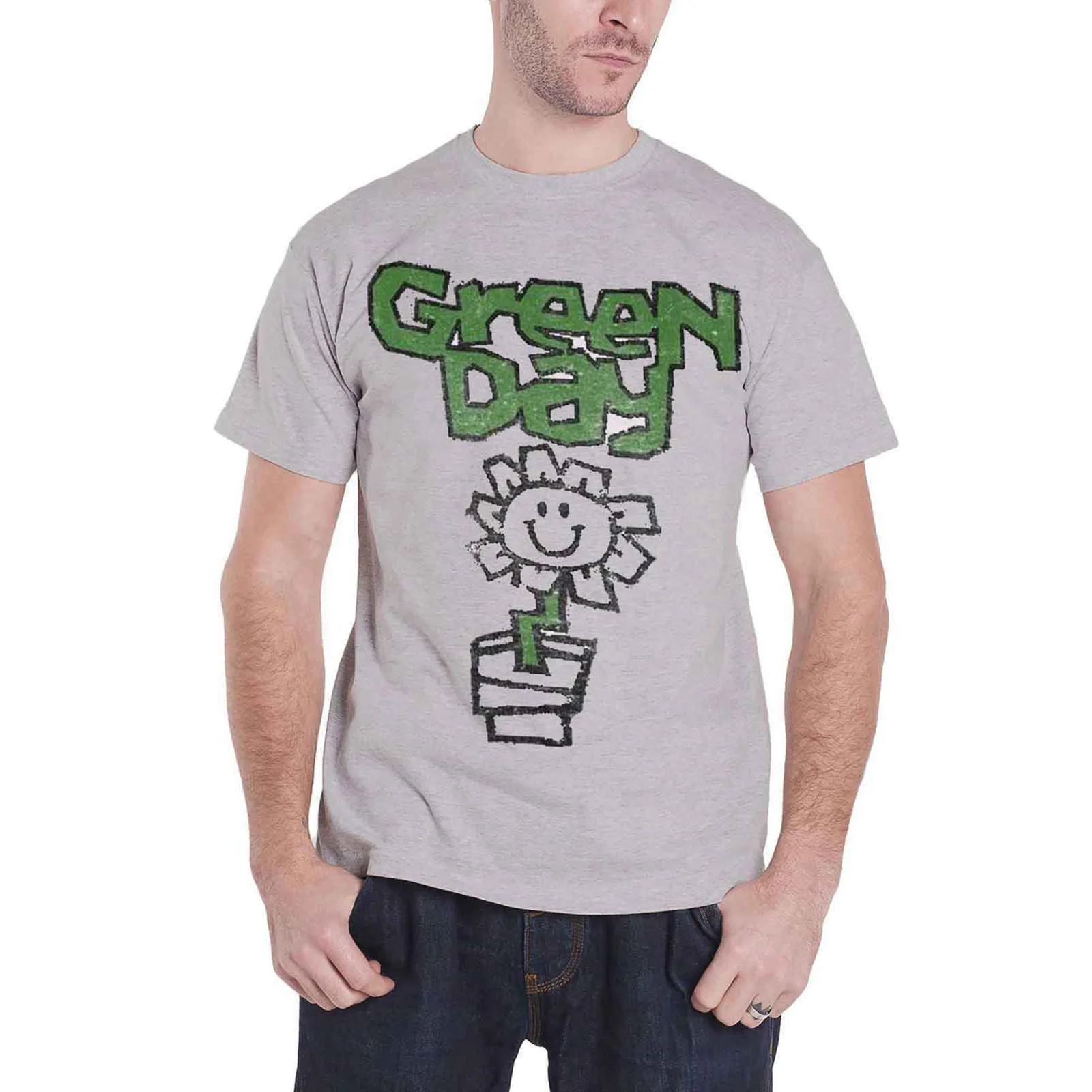 GREEN DAY - FLOWER POT - T-Shirt Grey - Image 2