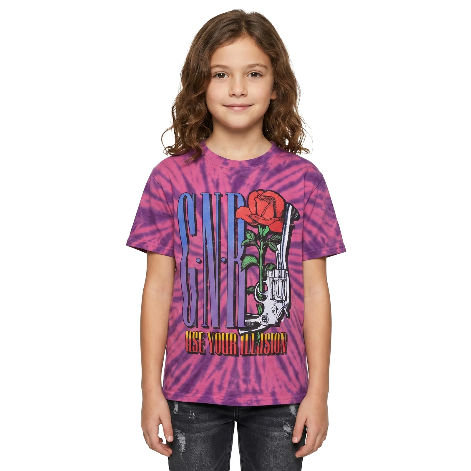 GUNS N ROSES - USE YOUR ILLUSION PISTOL - Kids T-Shirt Purple (Wash Collection) - Image 2
