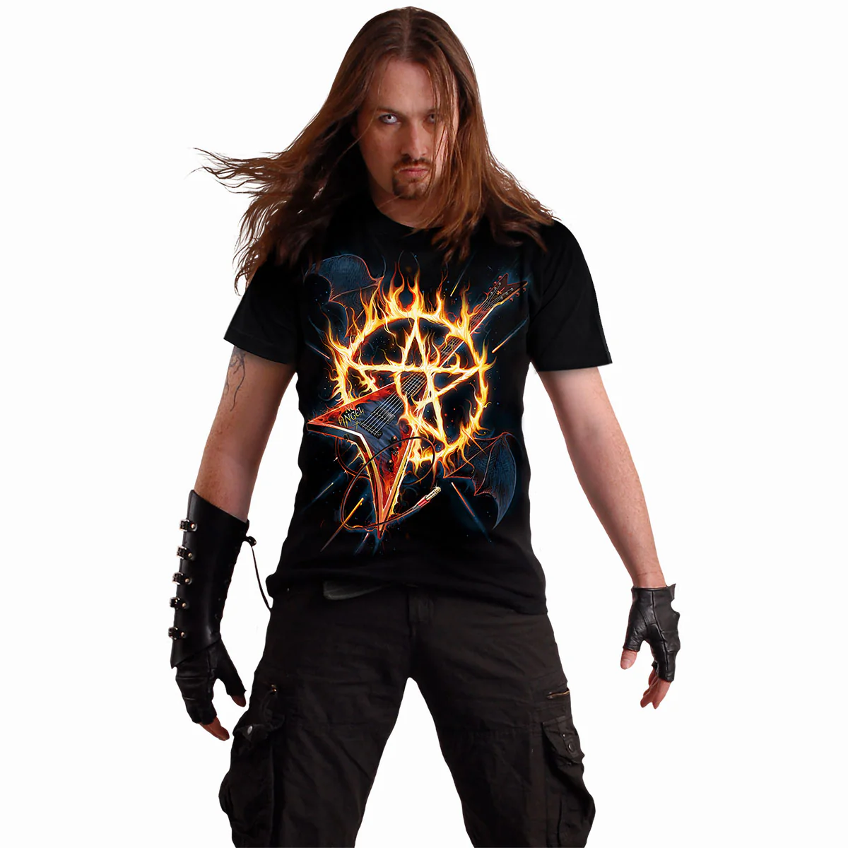HOT METAL - Front Print T-Shirt Black - Image 2
