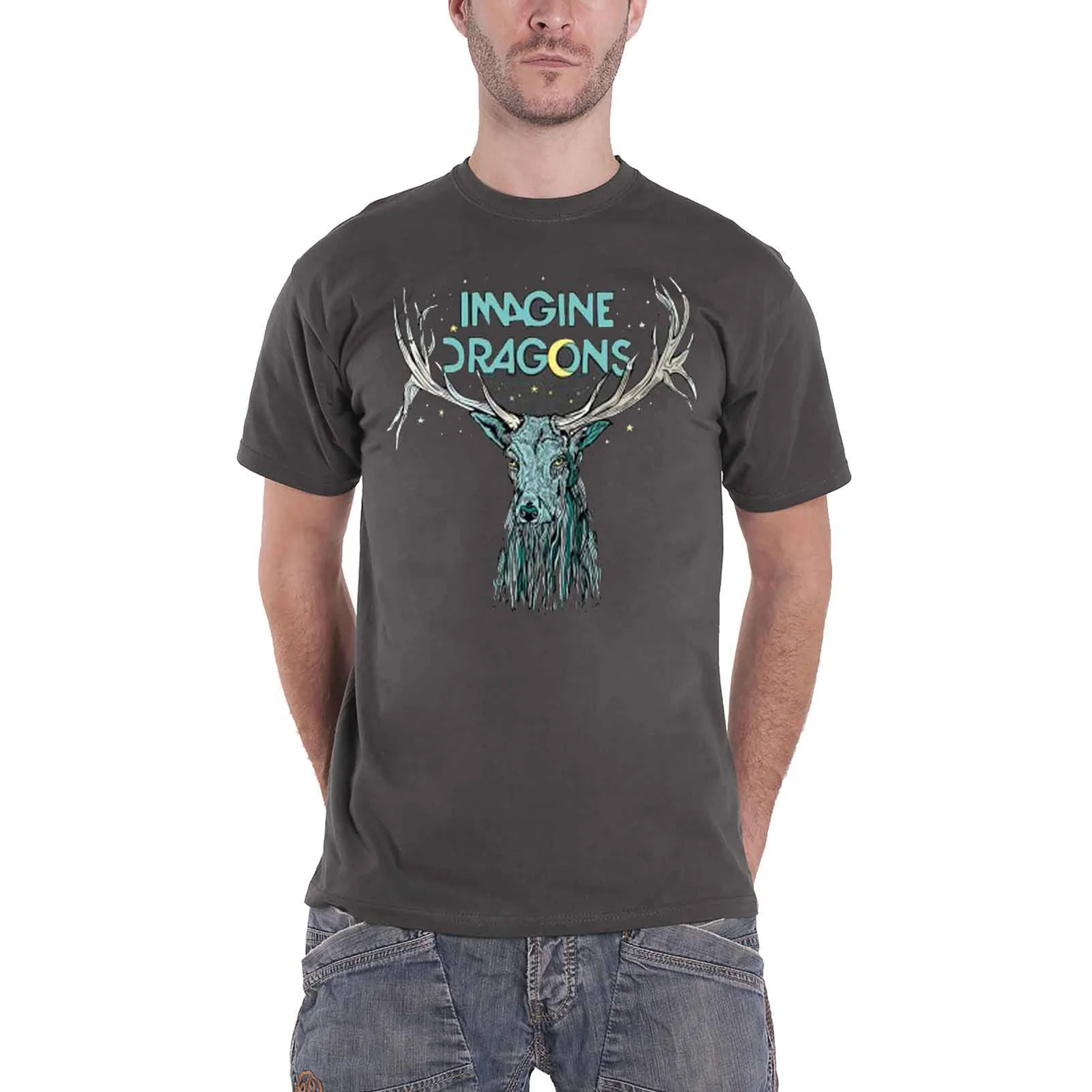 IMAGINE DRAGONS - ELK IN STARS - T-Shirt Grey - Image 2