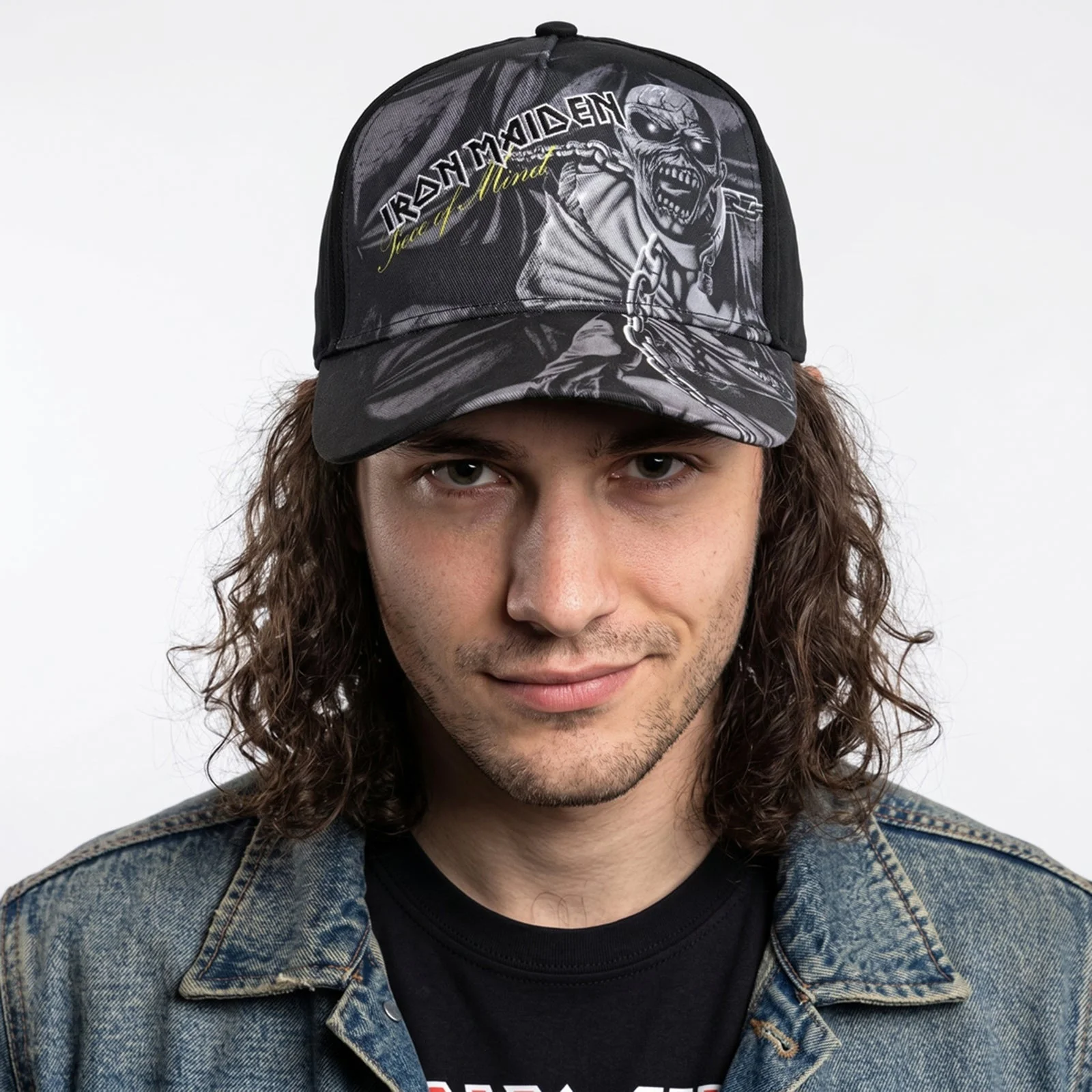 IRON MAIDEN - PIECE OF MIND GREYSCALE - Baseball Cap Black - Image 3