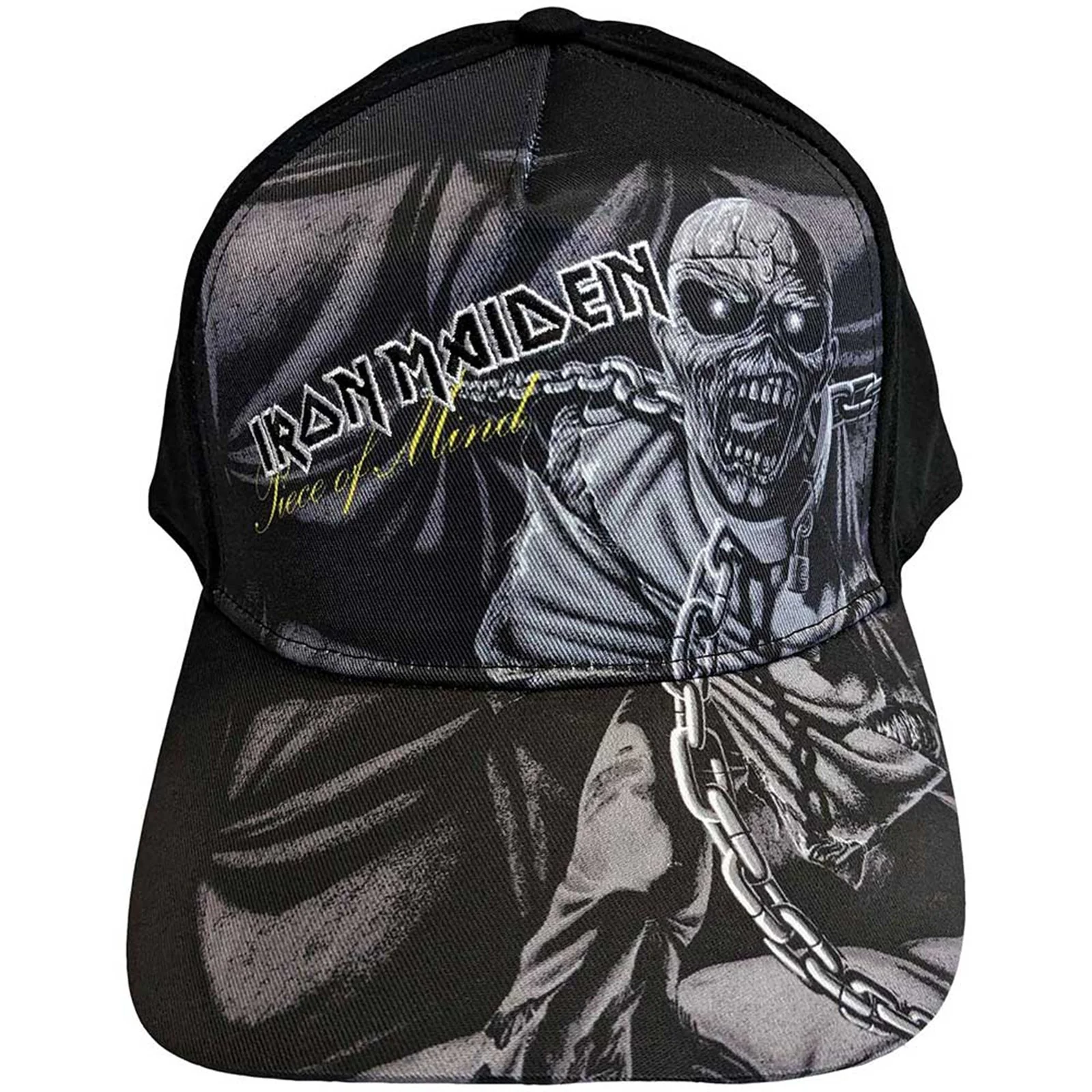 IRON MAIDEN - PIECE OF MIND GREYSCALE - Baseball Cap Black - Image 4