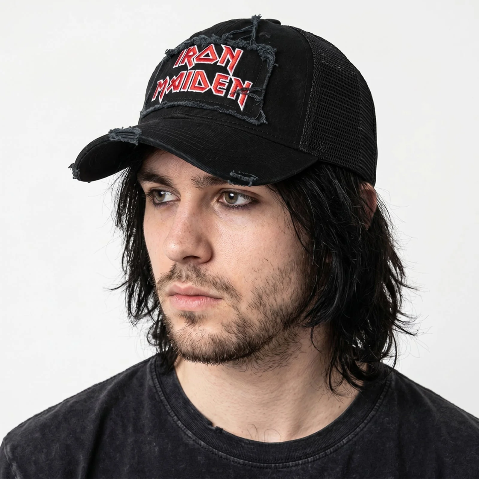 IRON MAIDEN - SCUFFED LOGO - Mesh Back Cap Black - Image 3
