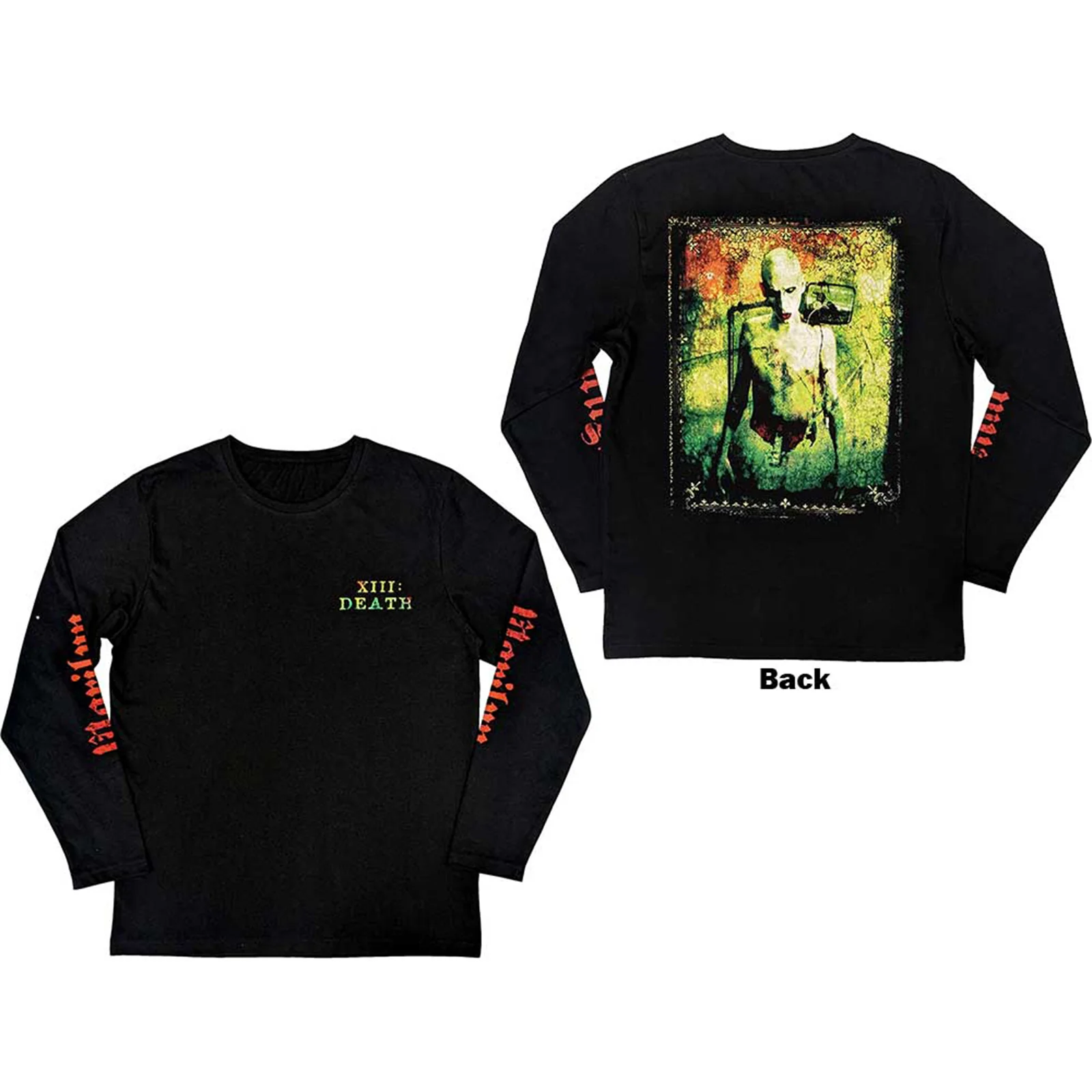MARILYN MANSON - DEATH - Long Sleeve T-Shirt Black (Back & Sleeve Print)