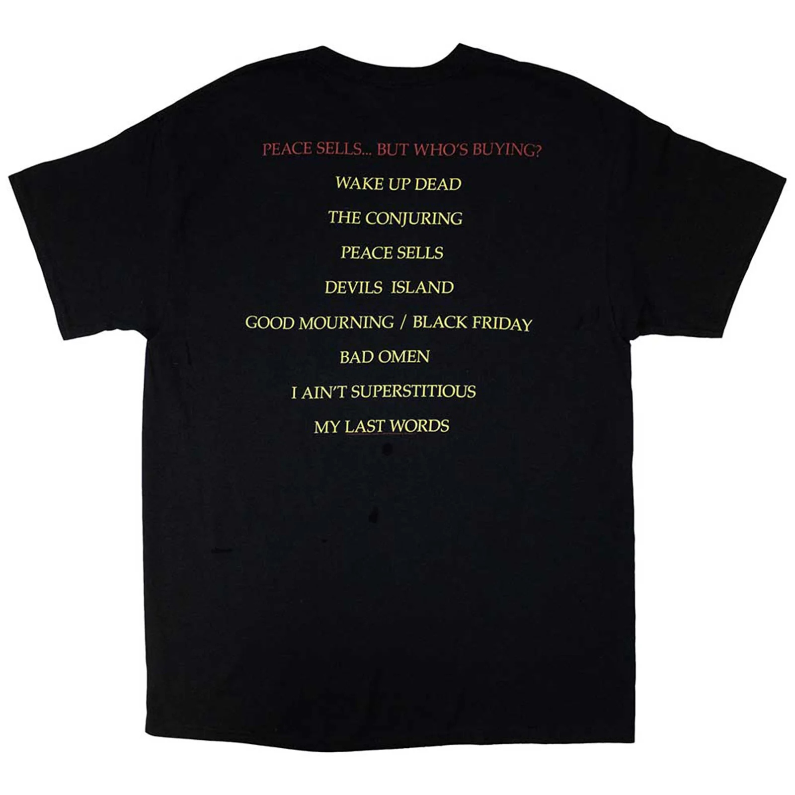 MEGADETH - PEACE SELLS TRACK LIST - T-Shirt Black (Back Print) - Image 2