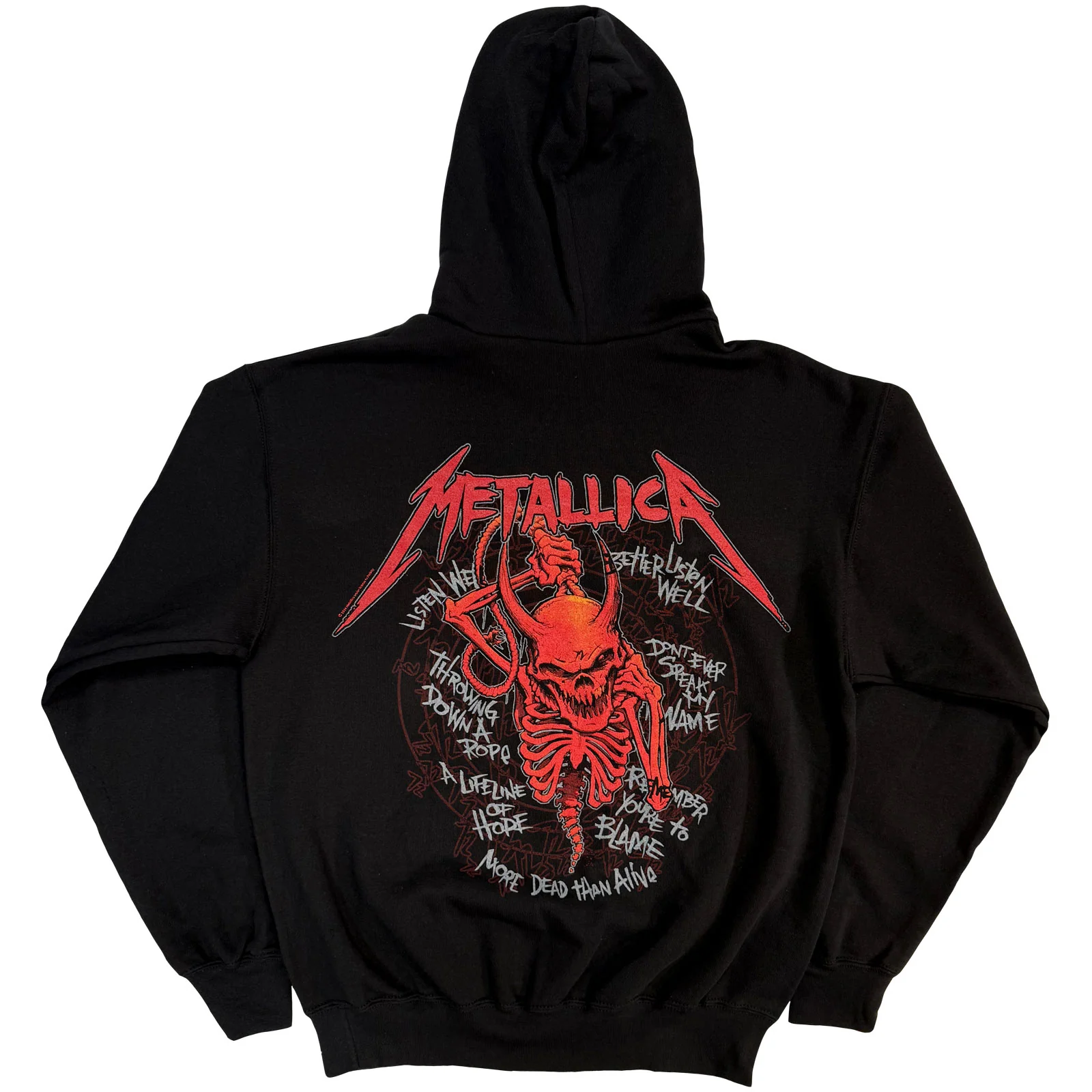 METALLICA - SKULL SCREAMING RED - Pullover Hoodie Black (Back Print) - Image 2