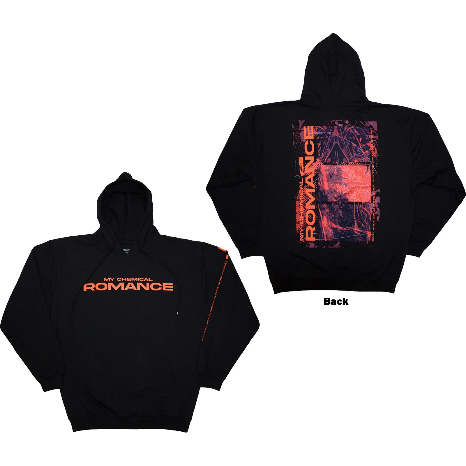 MY CHEMICAL ROMANCE - ROMANCE BULLETS - Pullover Hoodie Black (Back Print)