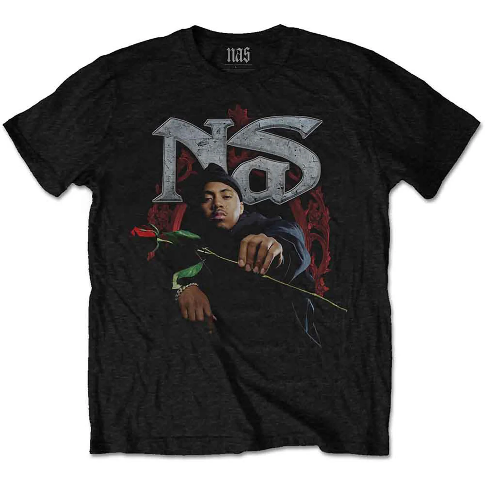 NAS - RED ROSE - T-Shirt Black
