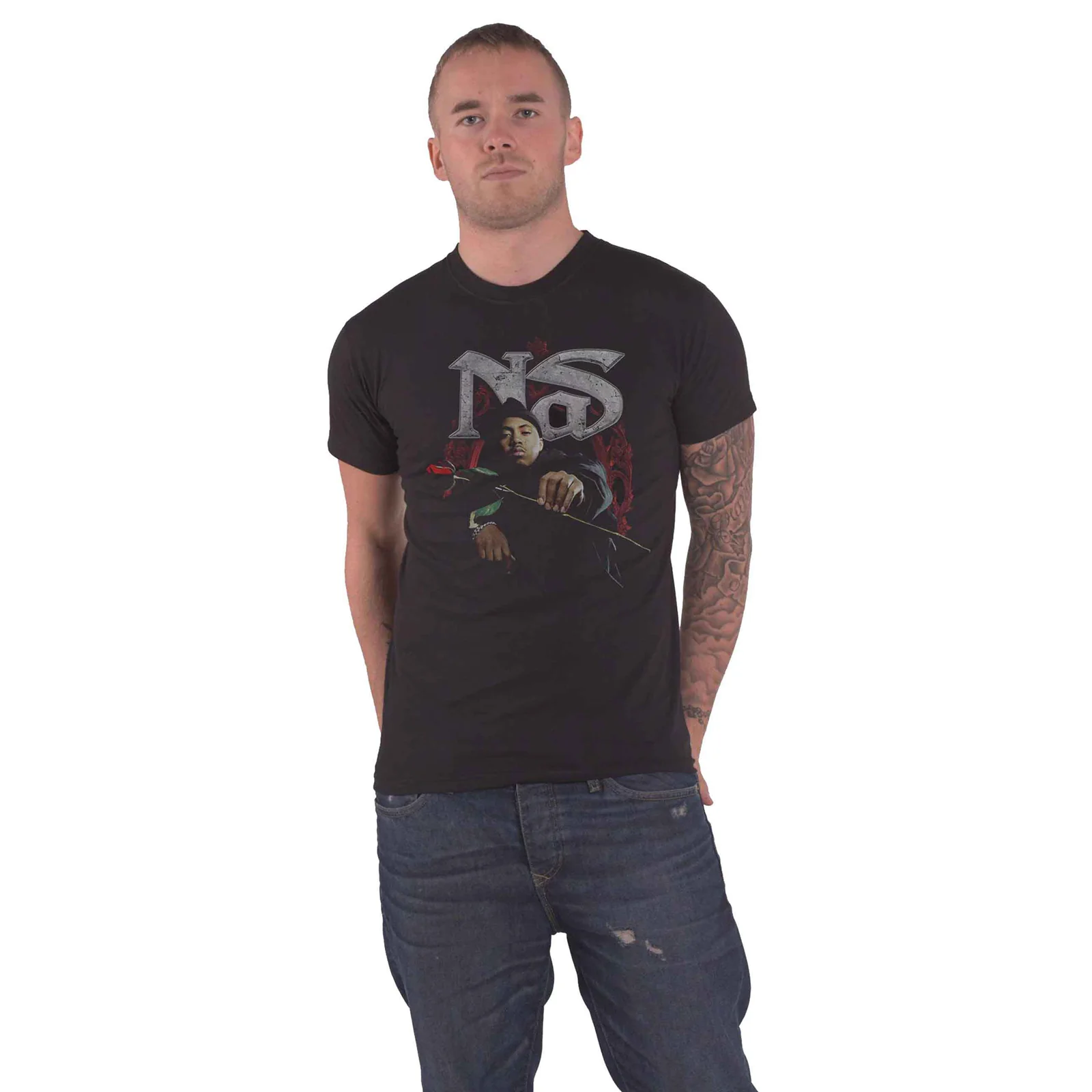 NAS - RED ROSE - T-Shirt Black - Image 2