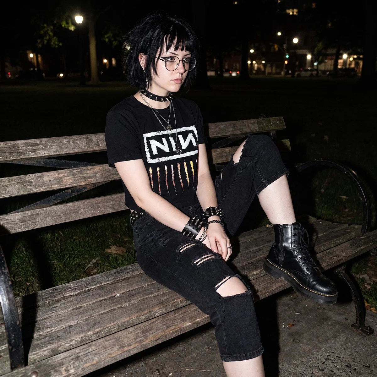 NINE INCH NAILS - DOWNWARD SPIRAL - Crop Top Black - Image 2
