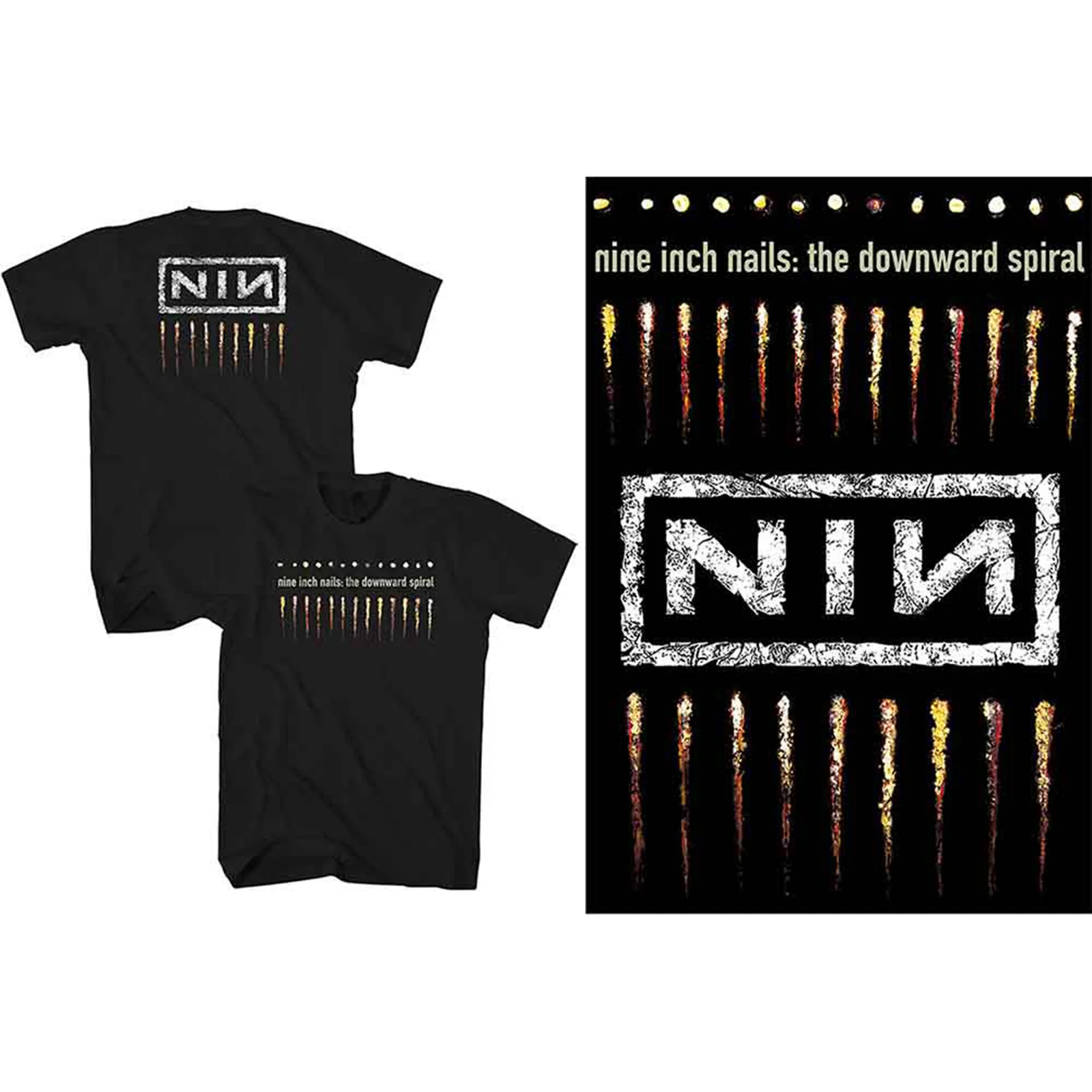 NINE INCH NAILS - DOWNWARD SPIRAL - T-Shirt Black (Back Print) - Image 2