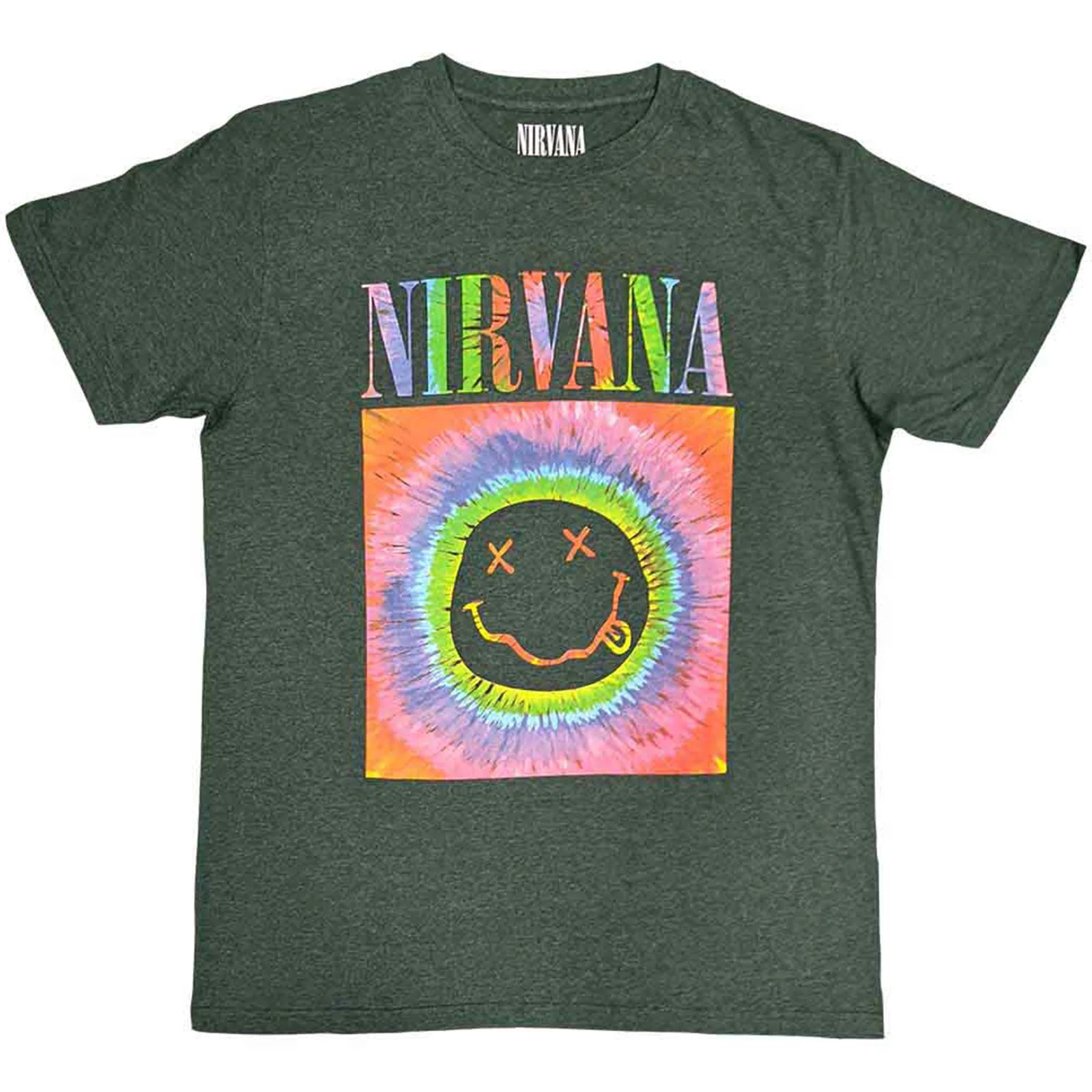 NIRVANA - HAPPY FACE GLOW BOX - T-Shirt Green