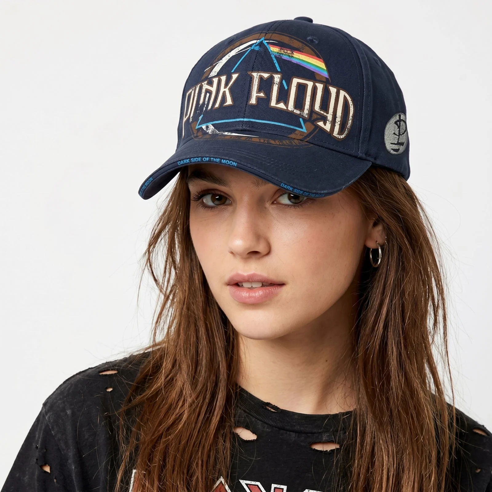 PINK FLOYD - DARK SIDE OF THE MOON ALBUM DISTRESSED - Baseball Cap Blue - Image 3