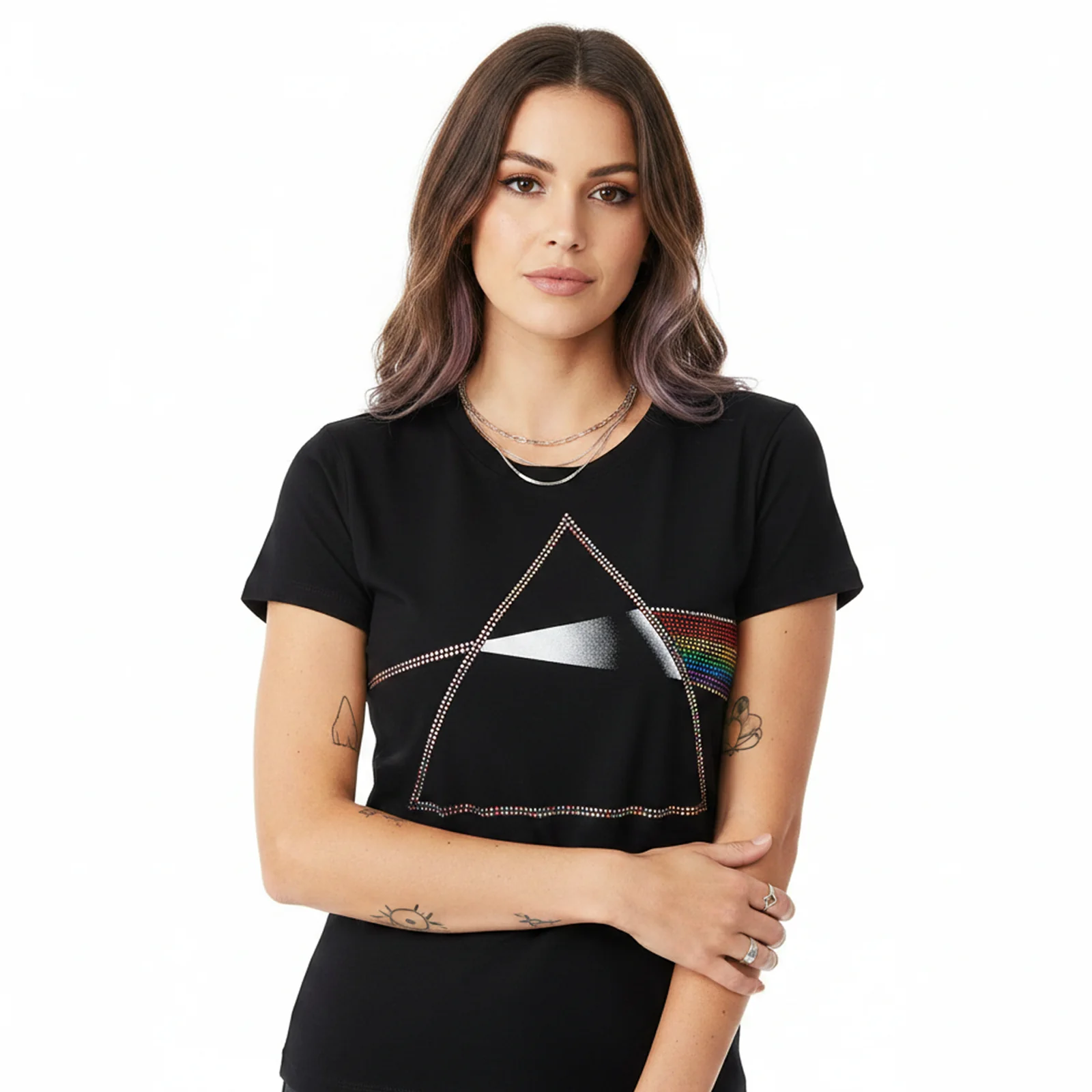 PINK FLOYD - DARK SIDE OF THE MOON - Ladies T-Shirt Black (Embellished) - Image 2