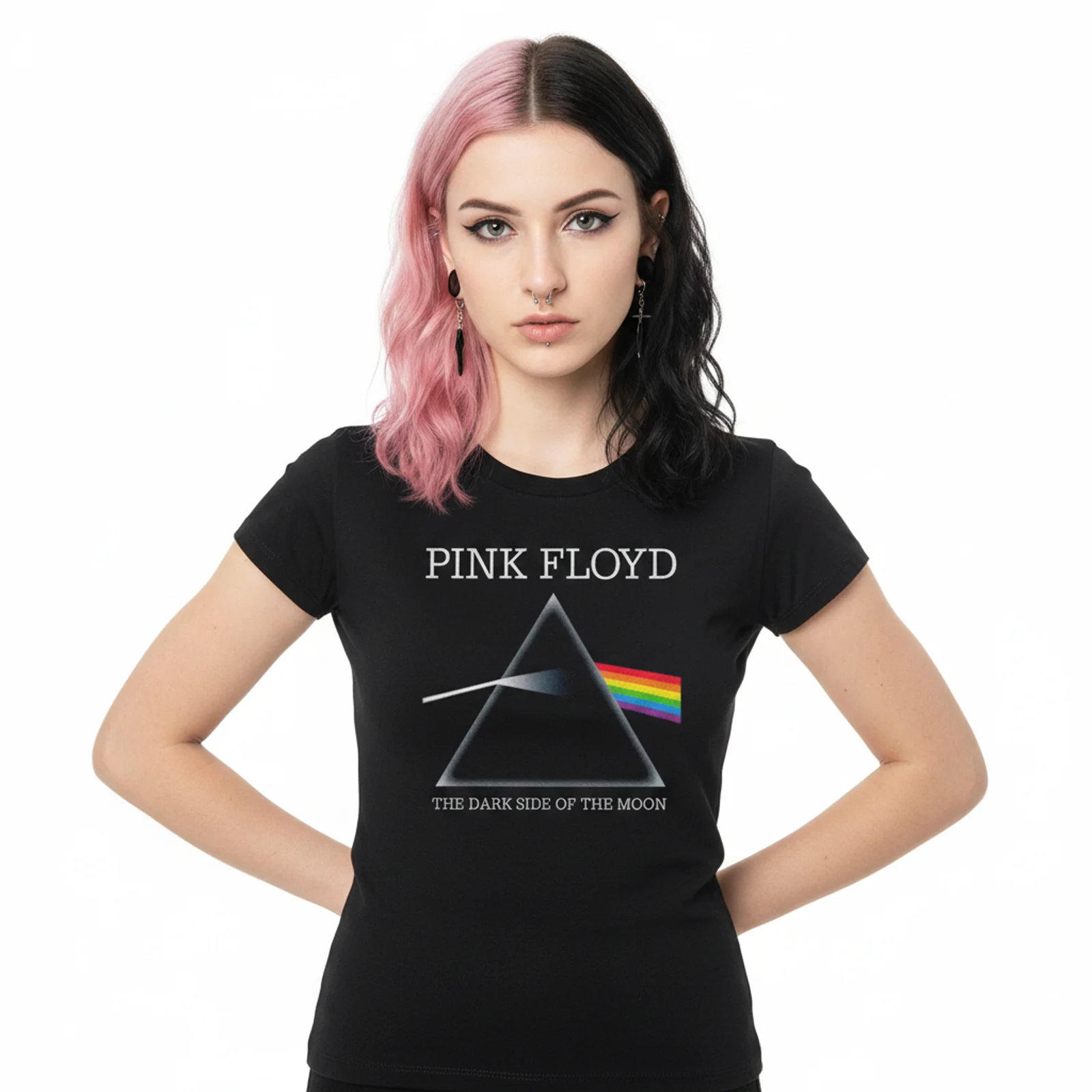 PINK FLOYD - DARK SIDE OF THE MOON REFRACT - Ladies T-Shirt Black - Image 2