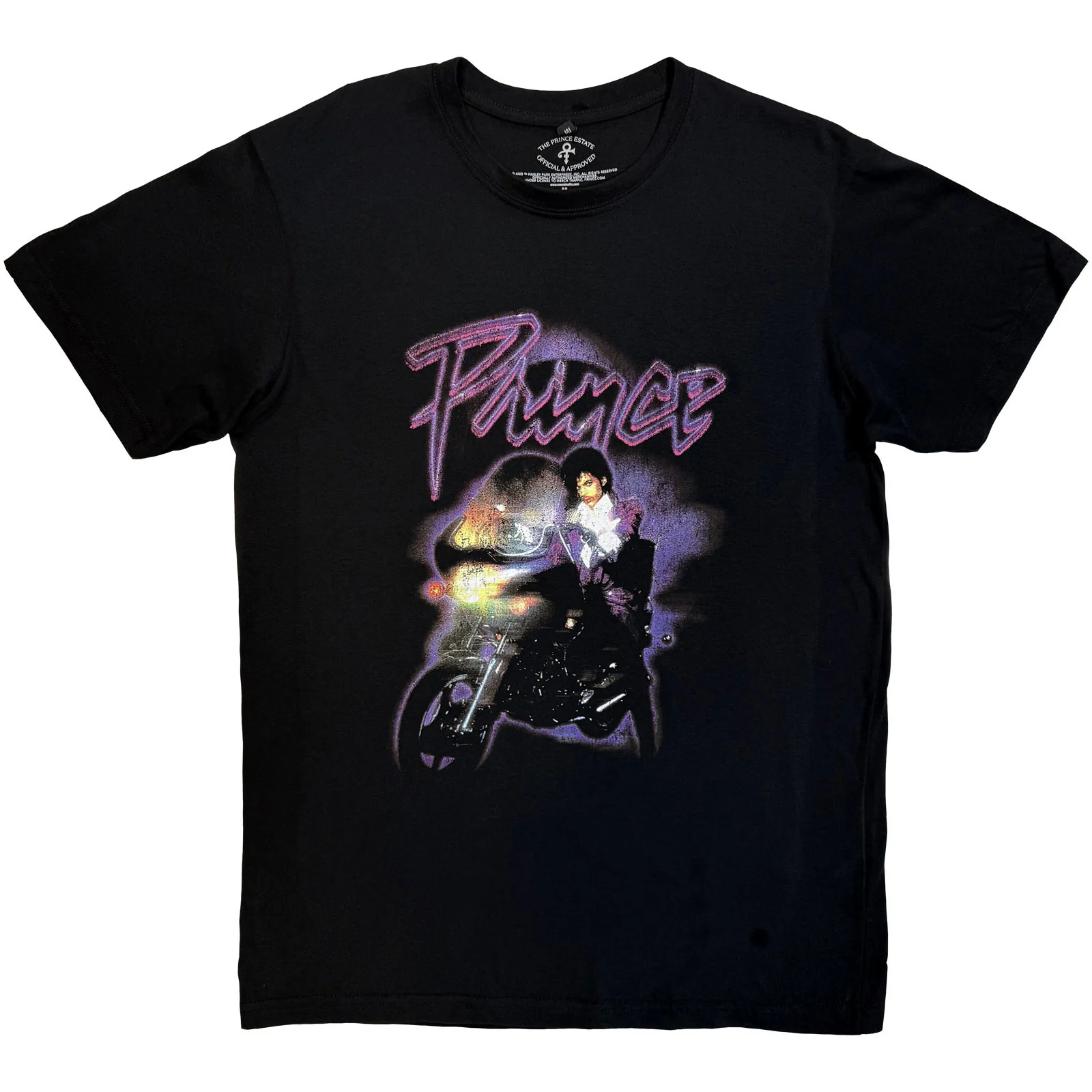 PRINCE - PURPLE RAIN LOGO OUTLINE - Carbon T-Shirt Black (Back Print)