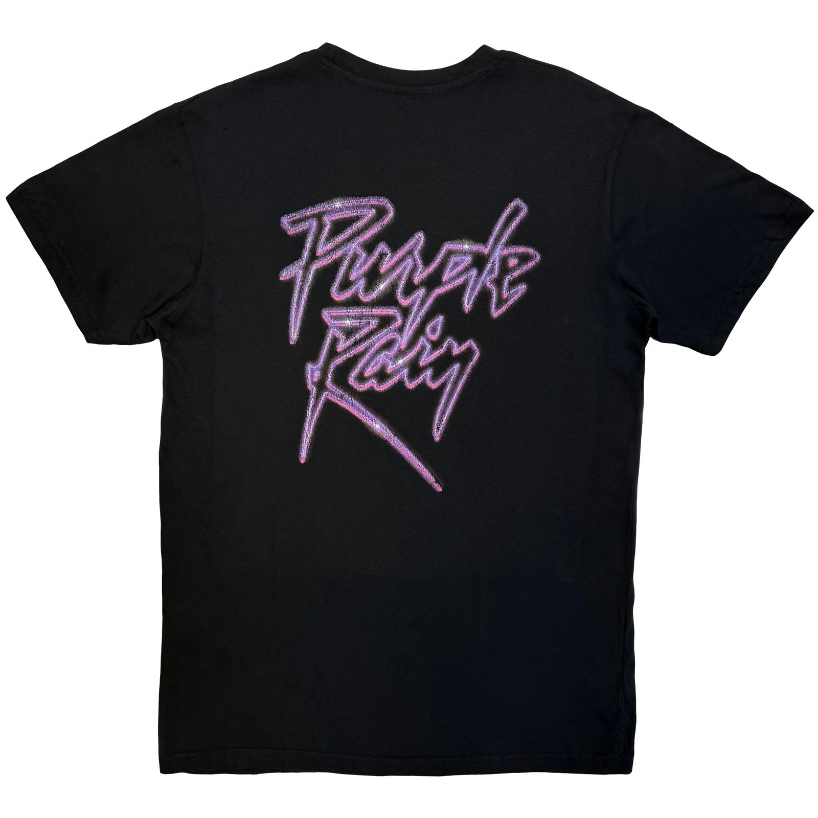 PRINCE - PURPLE RAIN LOGO OUTLINE - Carbon T-Shirt Black (Back Print) - Image 2