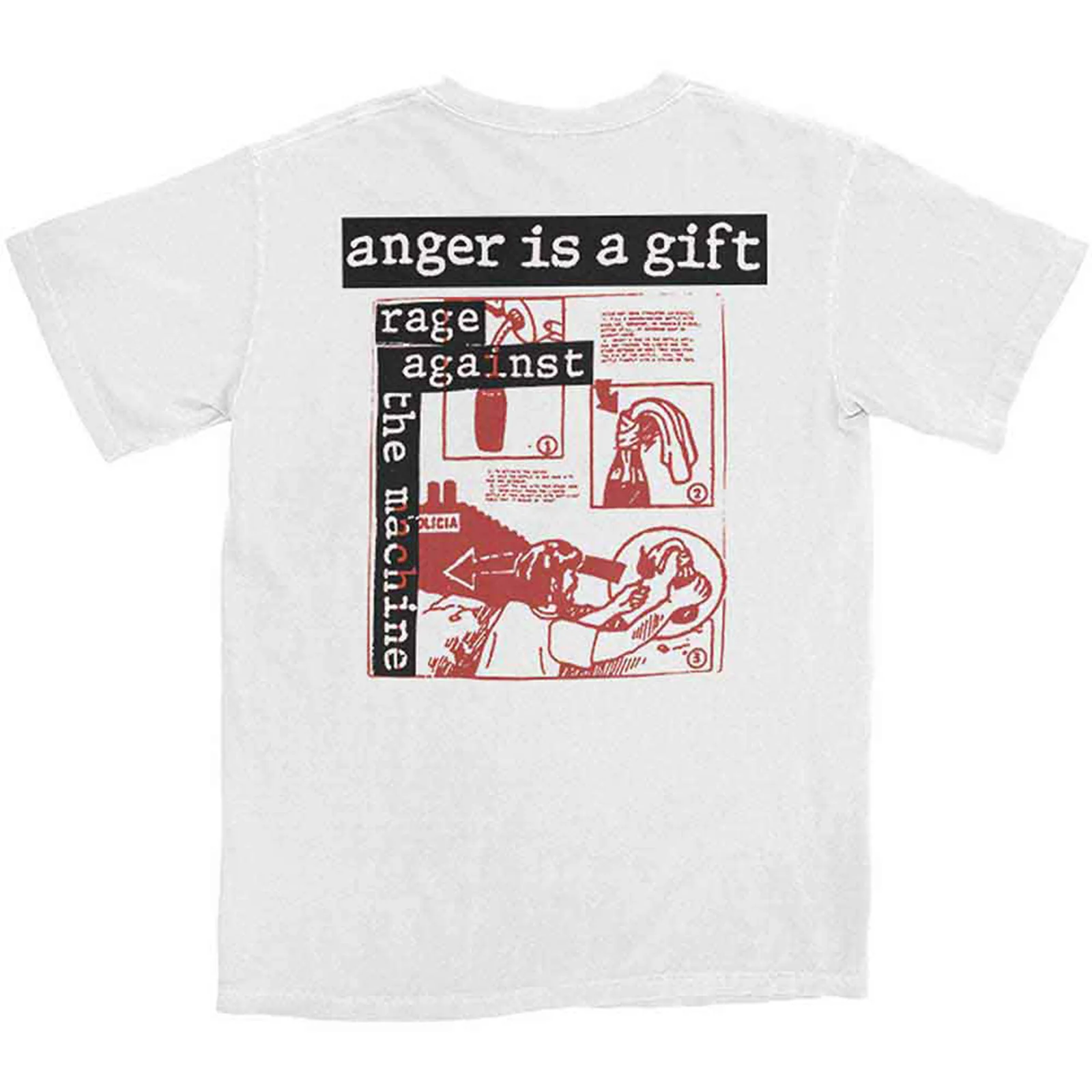 RAGE AGAINST THE MACHINE - ANGER IS A GIFT - T-Shirt White (Back Print) - Image 2