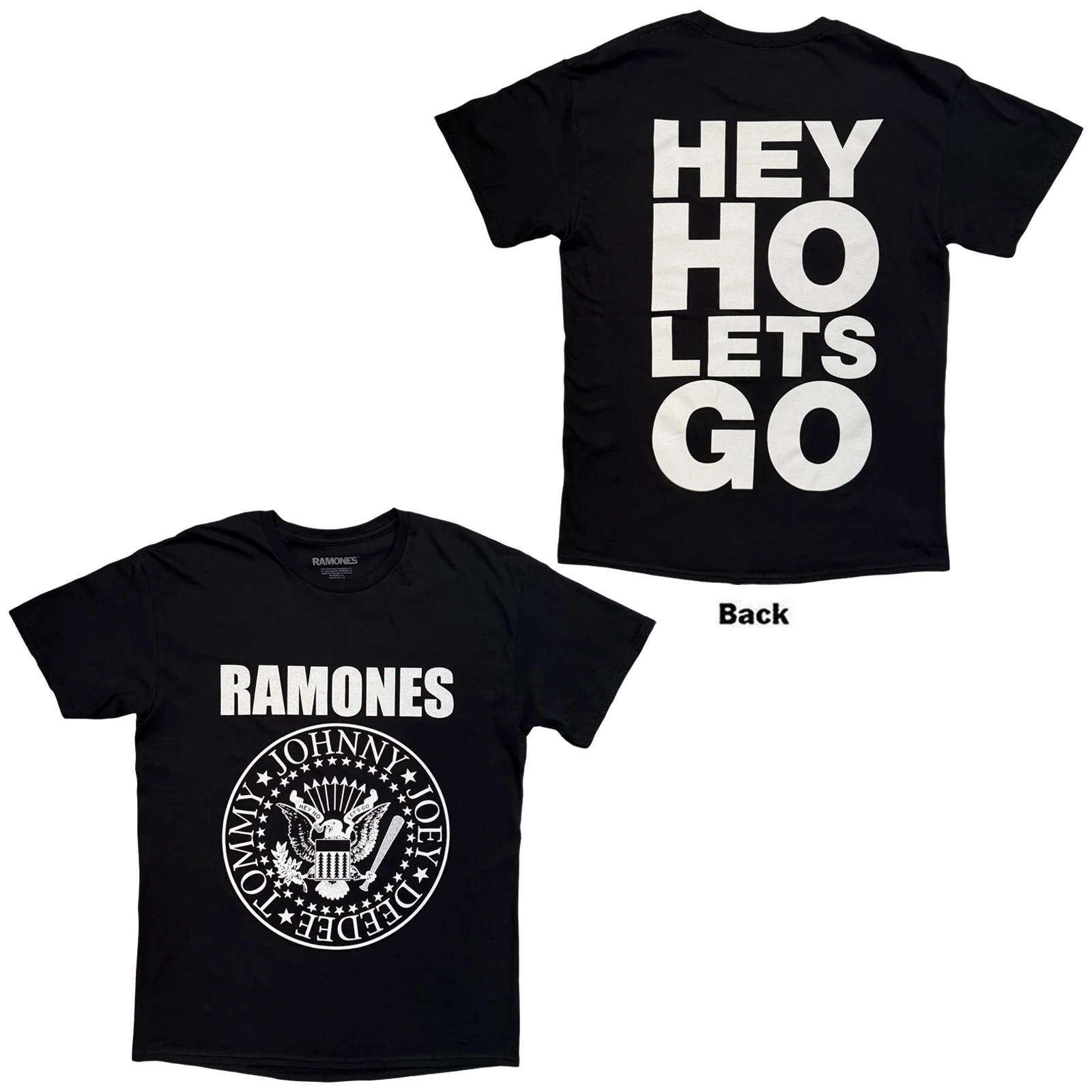 RAMONES - HEY HO (FRONT & BACK) - T-Shirt Black (Back Print) - Image 3