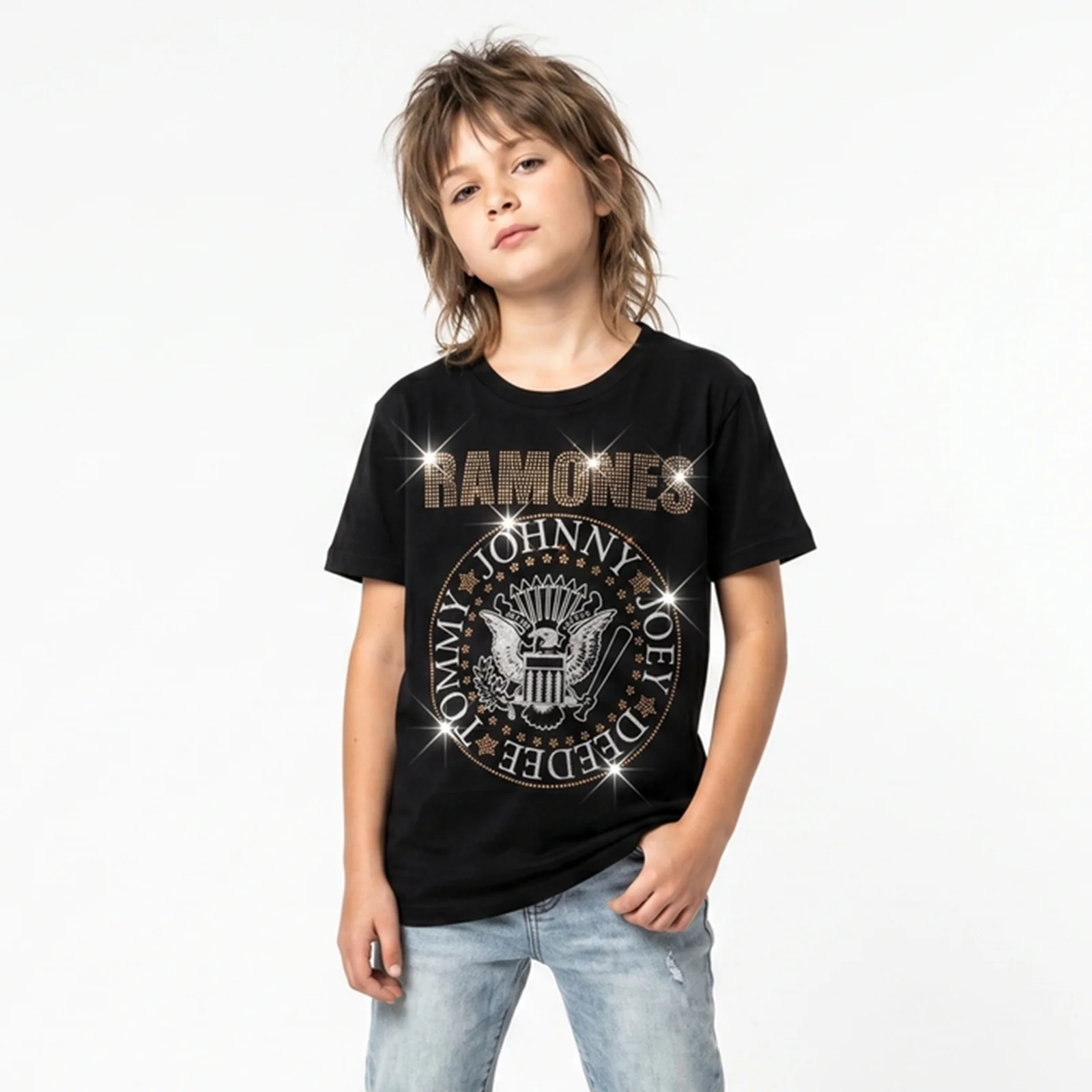 RAMONES - PRESIDENTIAL SEAL - Kids T-Shirt Black (Embellished) - Image 2
