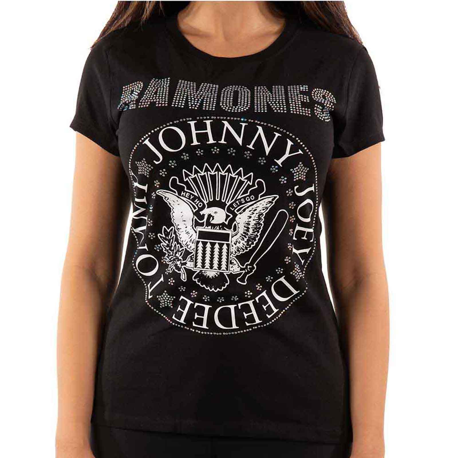 RAMONES - PRESIDENTIAL SEAL - Ladies T-Shirt Black (Embellished) - Image 3