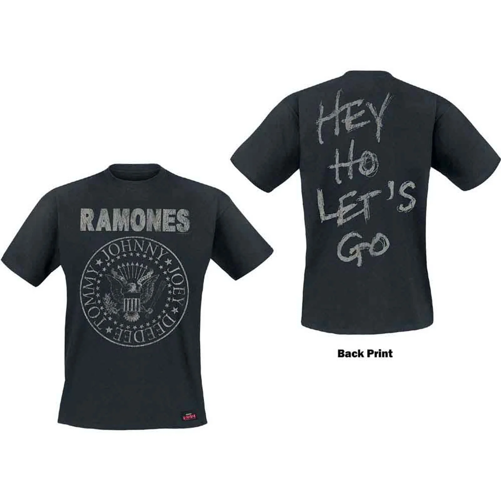 RAMONES - SEAL HEY HO - T-Shirt Black (Back Print)