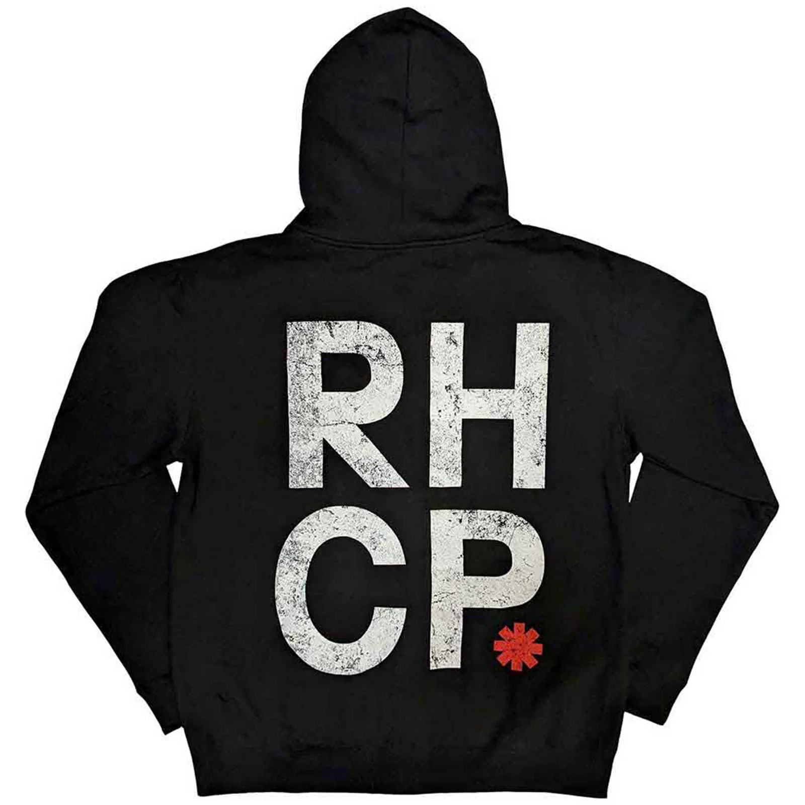 RED HOT CHILI PEPPERS - RED ASTERISK - Zipped Hoodie Black (Back Print) - Image 2